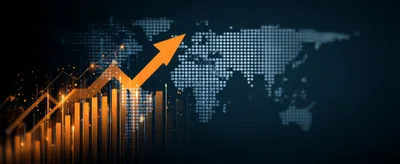 Financial Growth Chart With Global Map Background