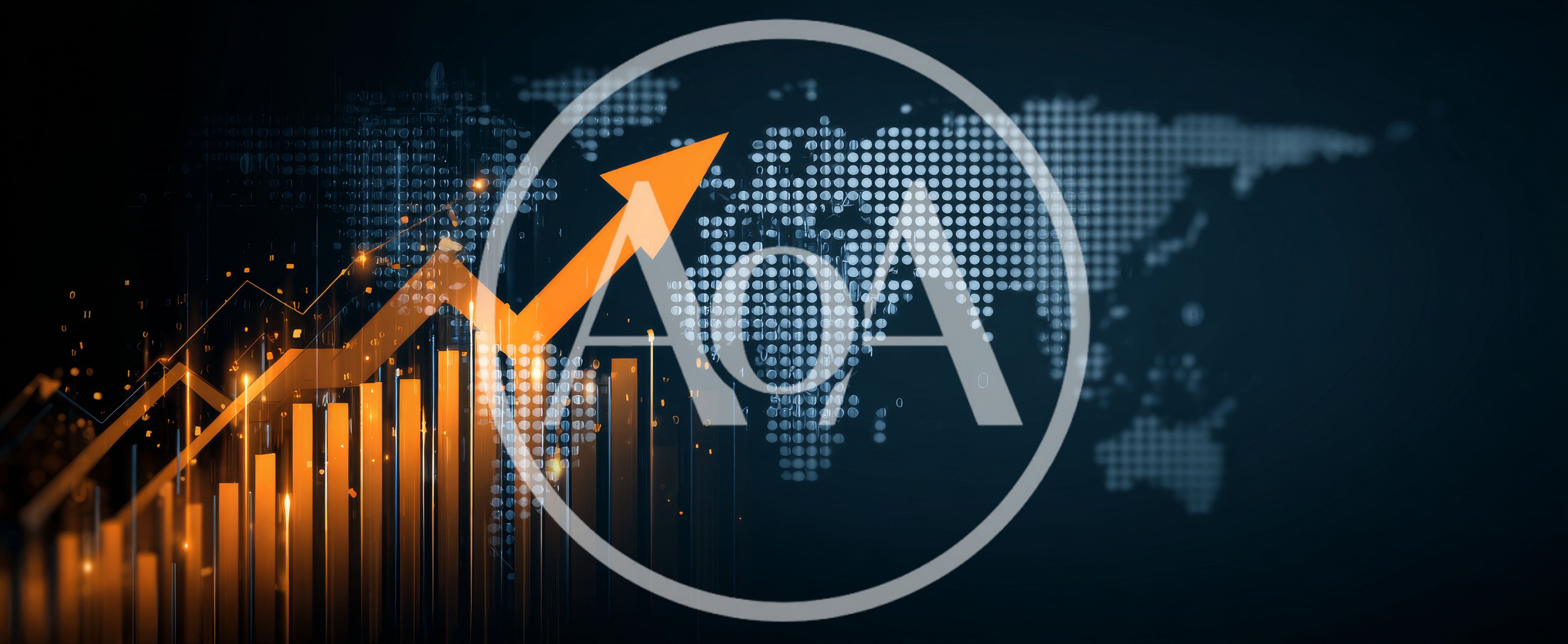 Financial Growth Chart With Global Map Background
