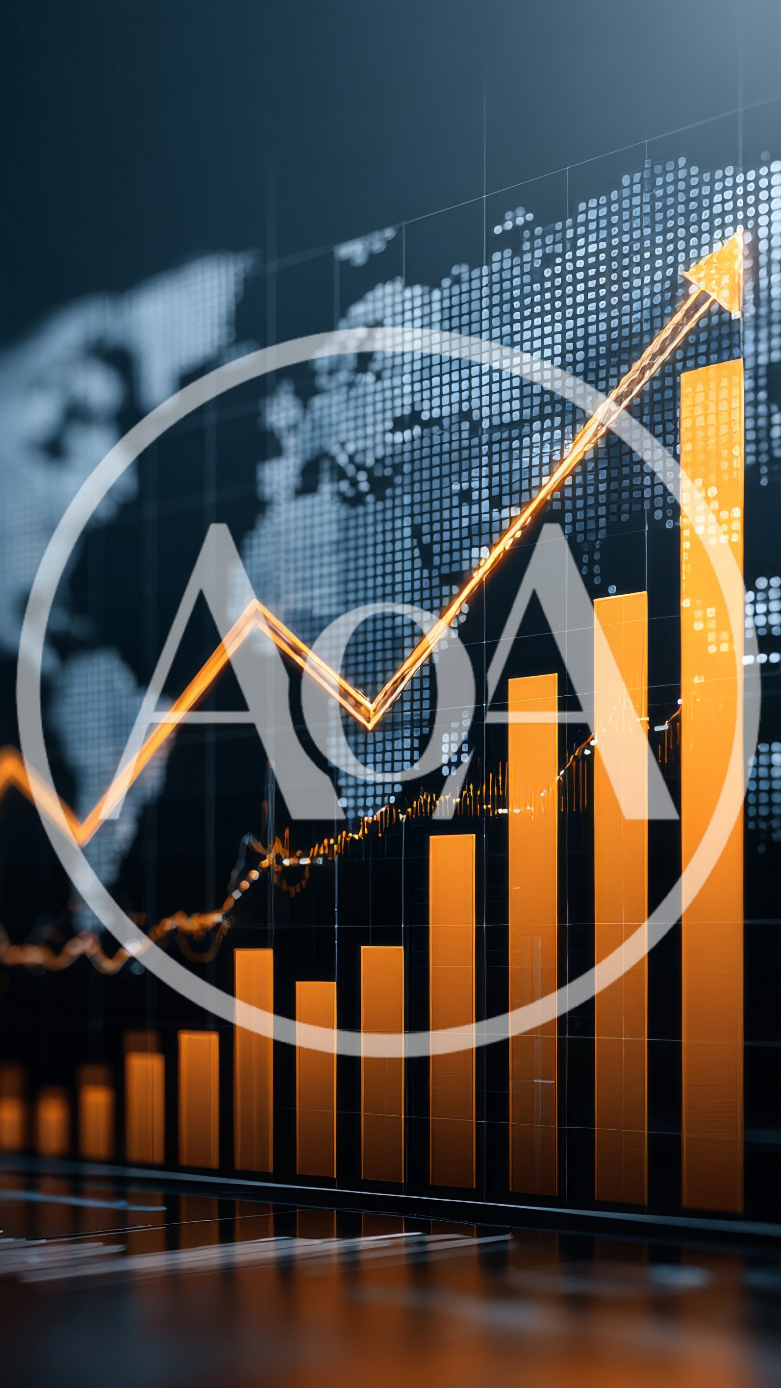 Digital Financial Growth Chart With Global Map Background