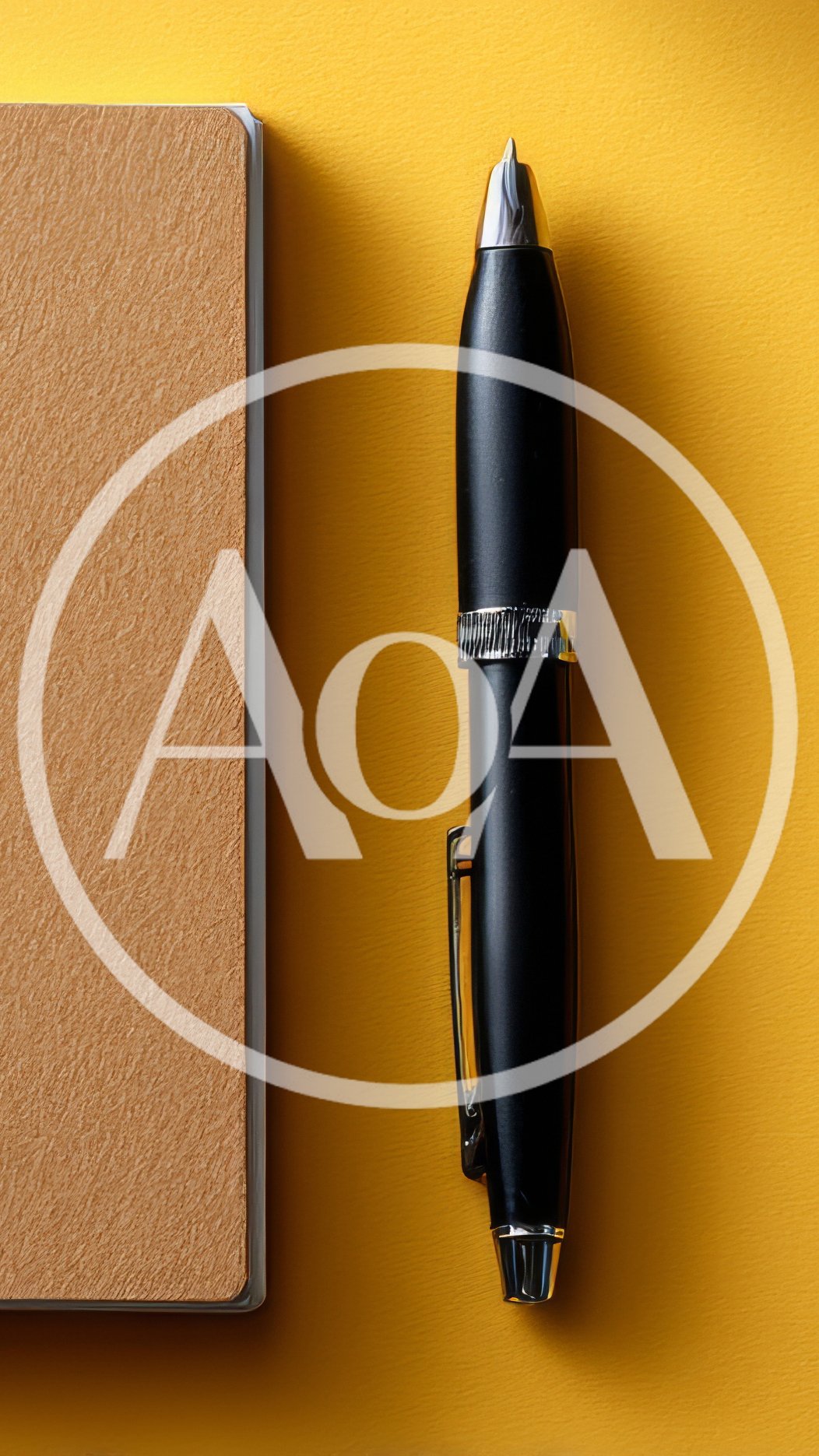 Black Fountain Pen Beside A Textured Notebook