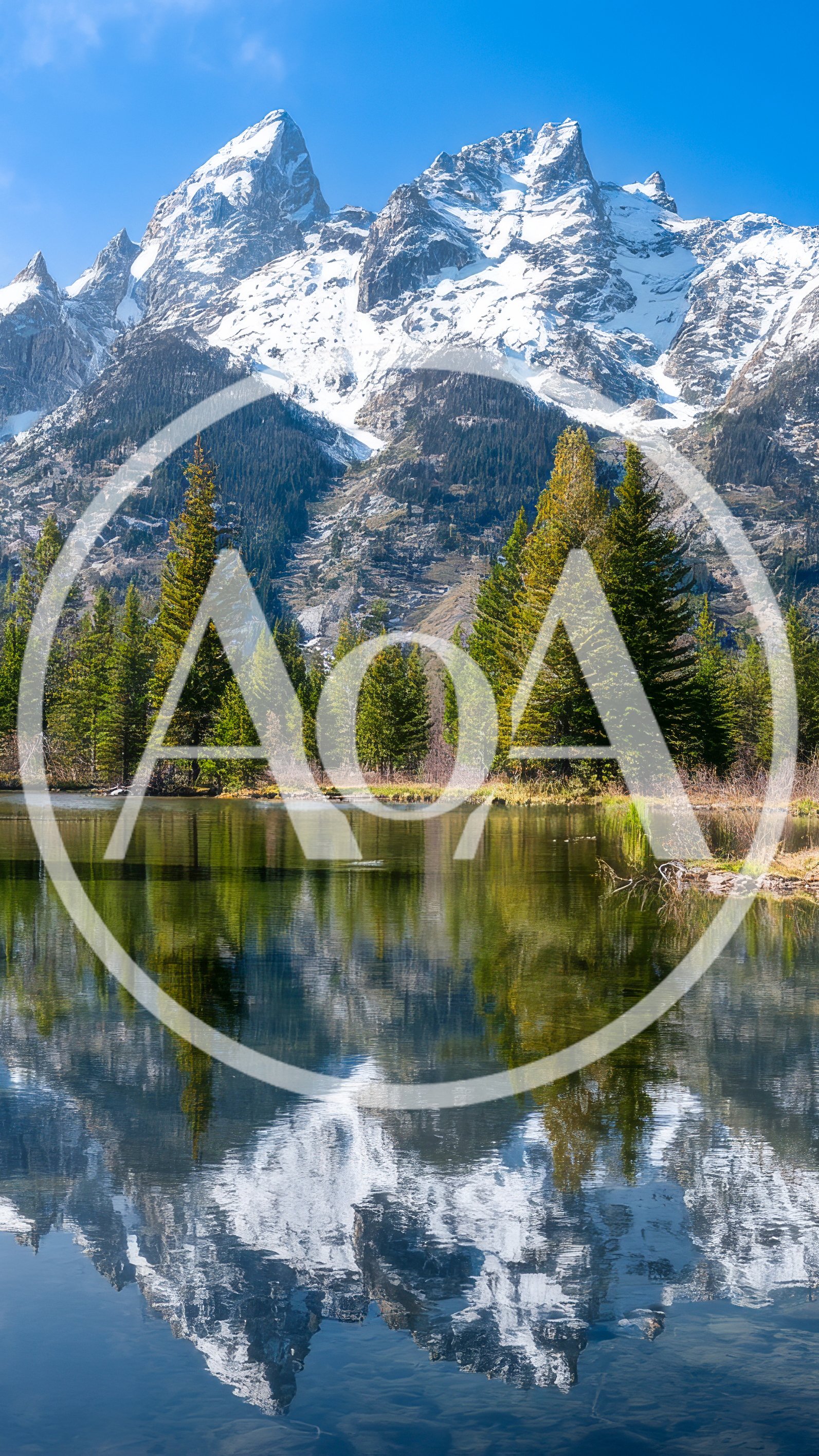 Grand Teton Mountains Reflected In Calm Lake Water