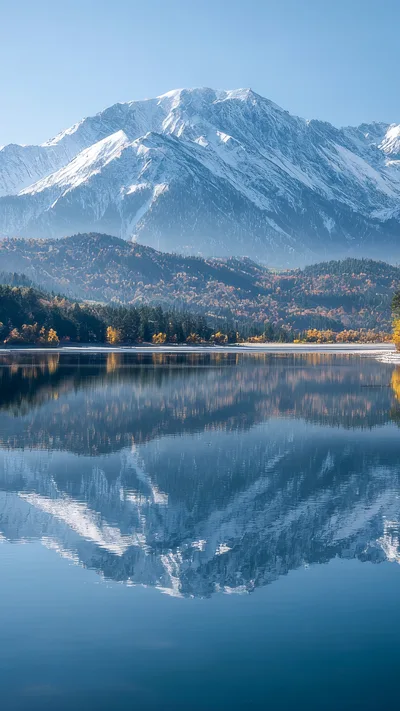 Snow Capped Mountain Reflected In A Calm Lake