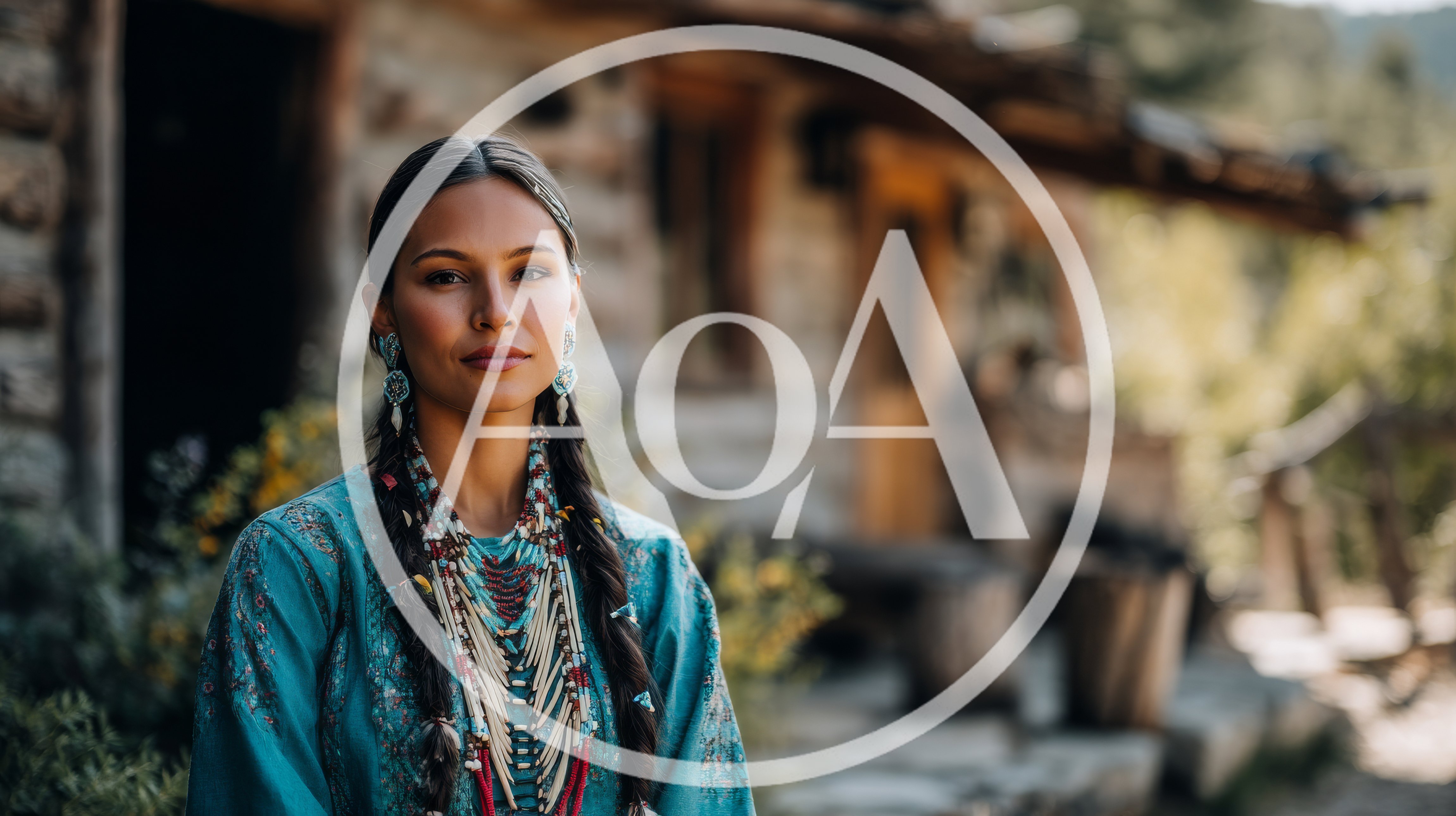 Portrait Of A Native American Woman In Traditional Attire