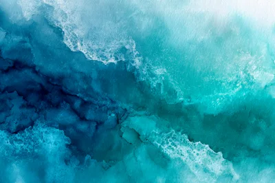 Aerial View Of Turquoise Ocean Waves Crashing