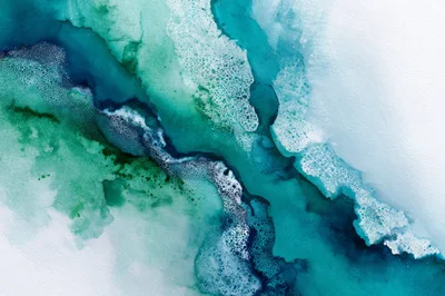 Abstract Teal And Green Alcohol Ink Texture Background