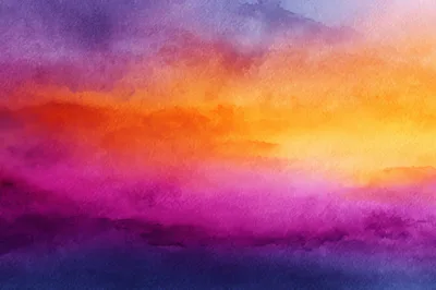 Abstract Watercolor Background With Vibrant Sunset Gradient