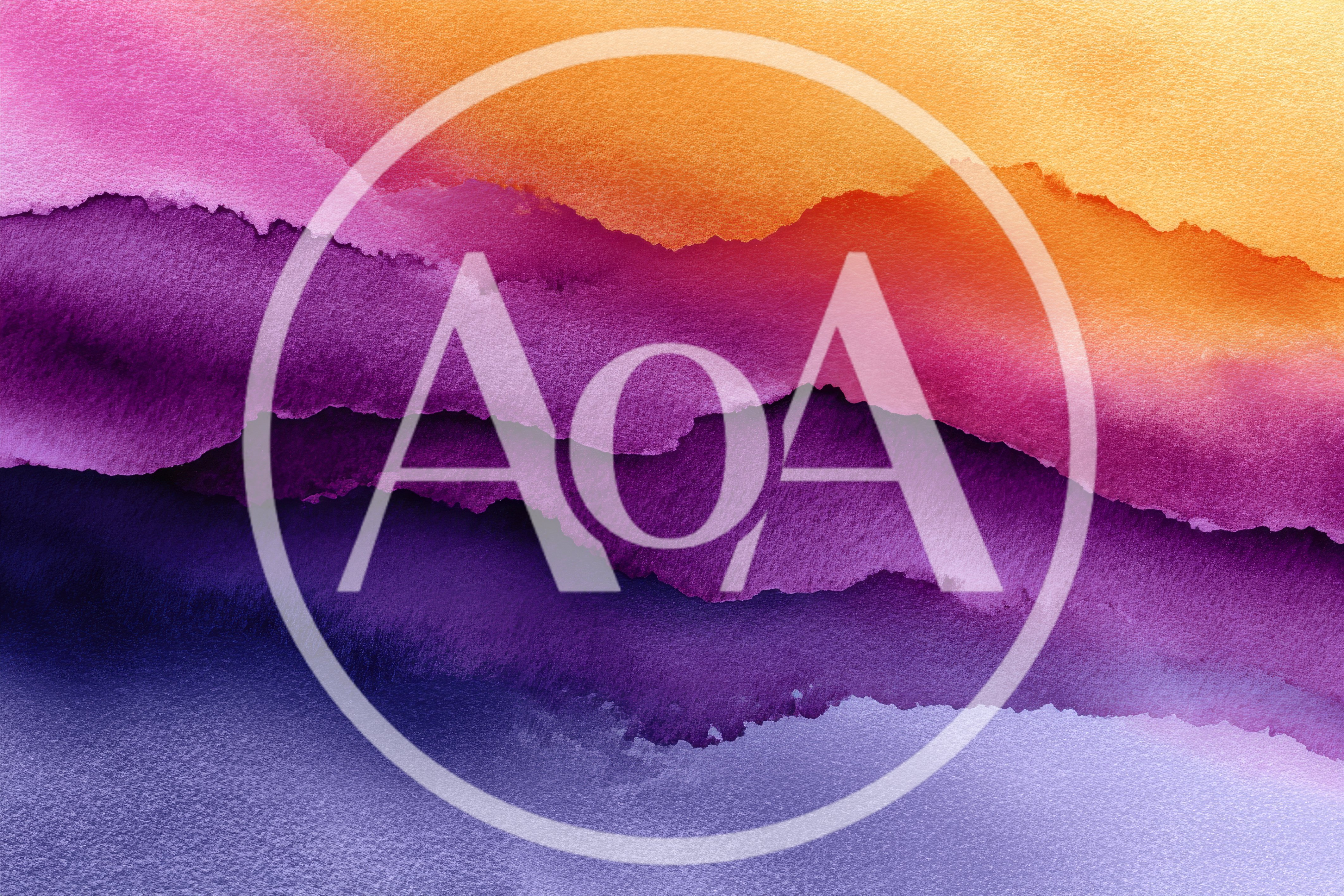 Abstract Watercolor Background With Layered Purple And Orange Tones