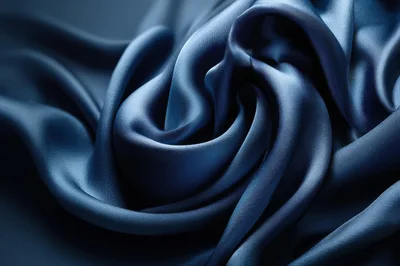 Abstract Swirls Of Deep Blue Silk Fabric