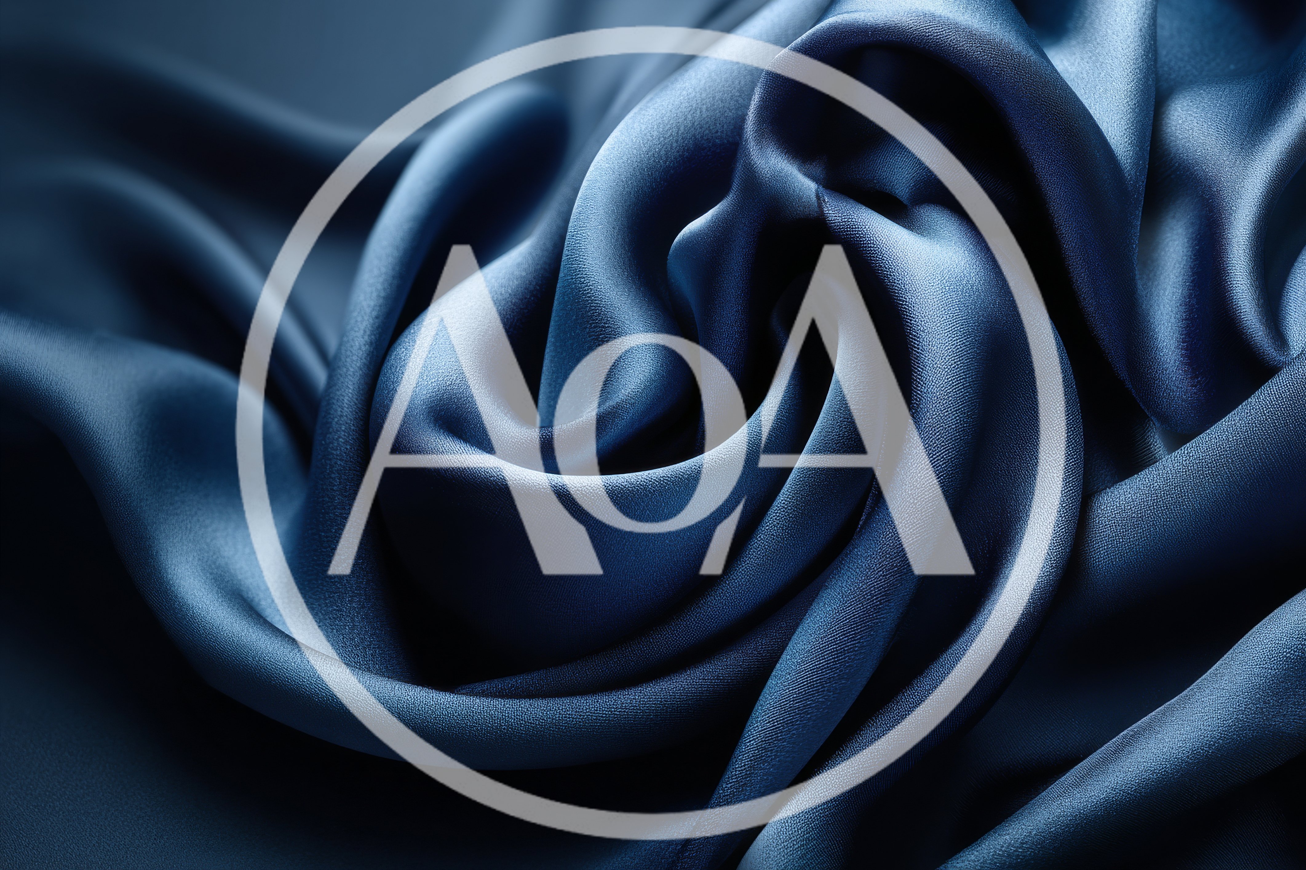 Abstract Swirls Of Deep Blue Silk Fabric