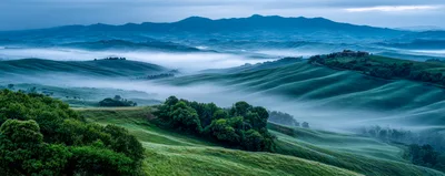 Rolling Green Hills of Tuscany at Dawn