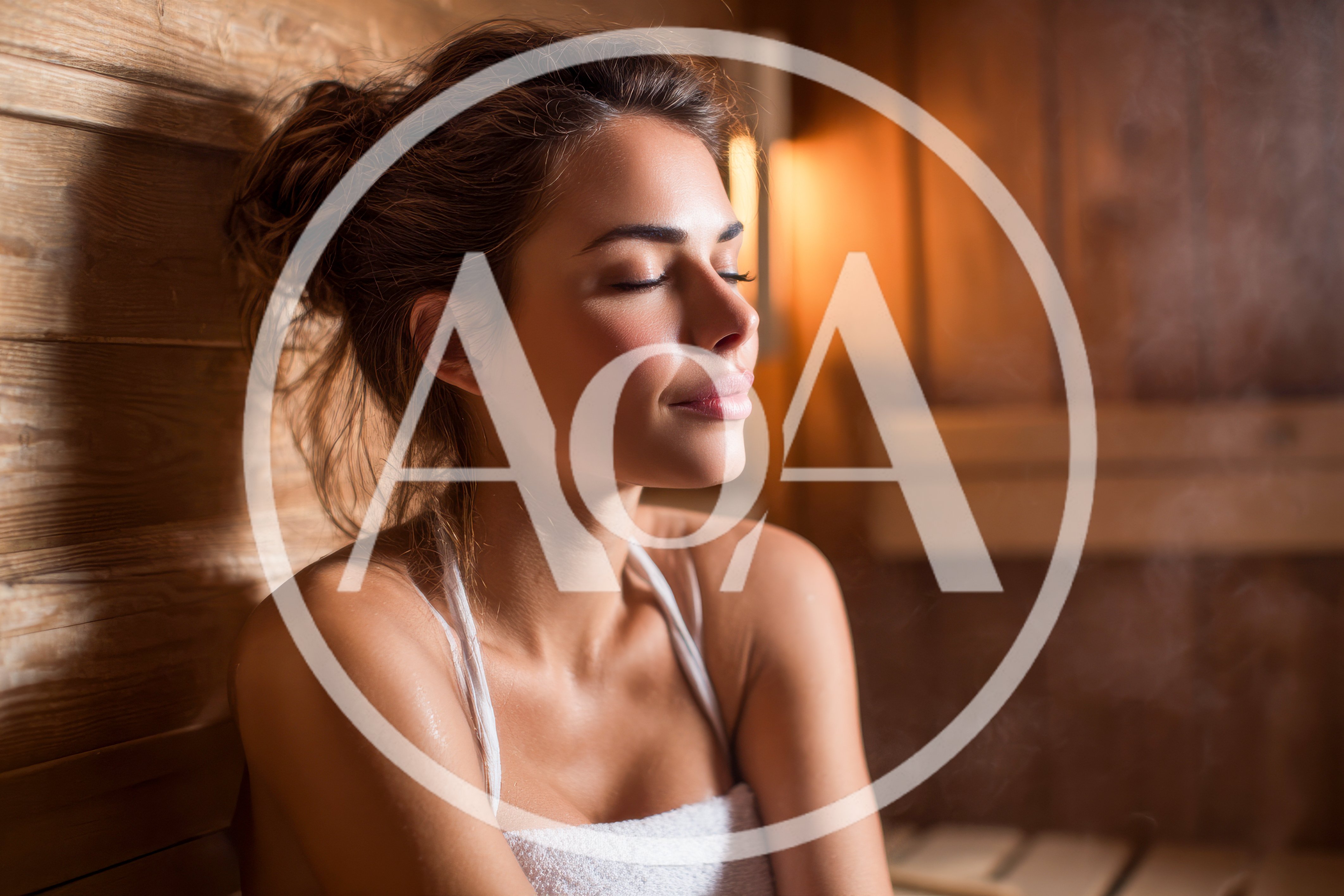 Young Woman Relaxing in a Wooden Sauna