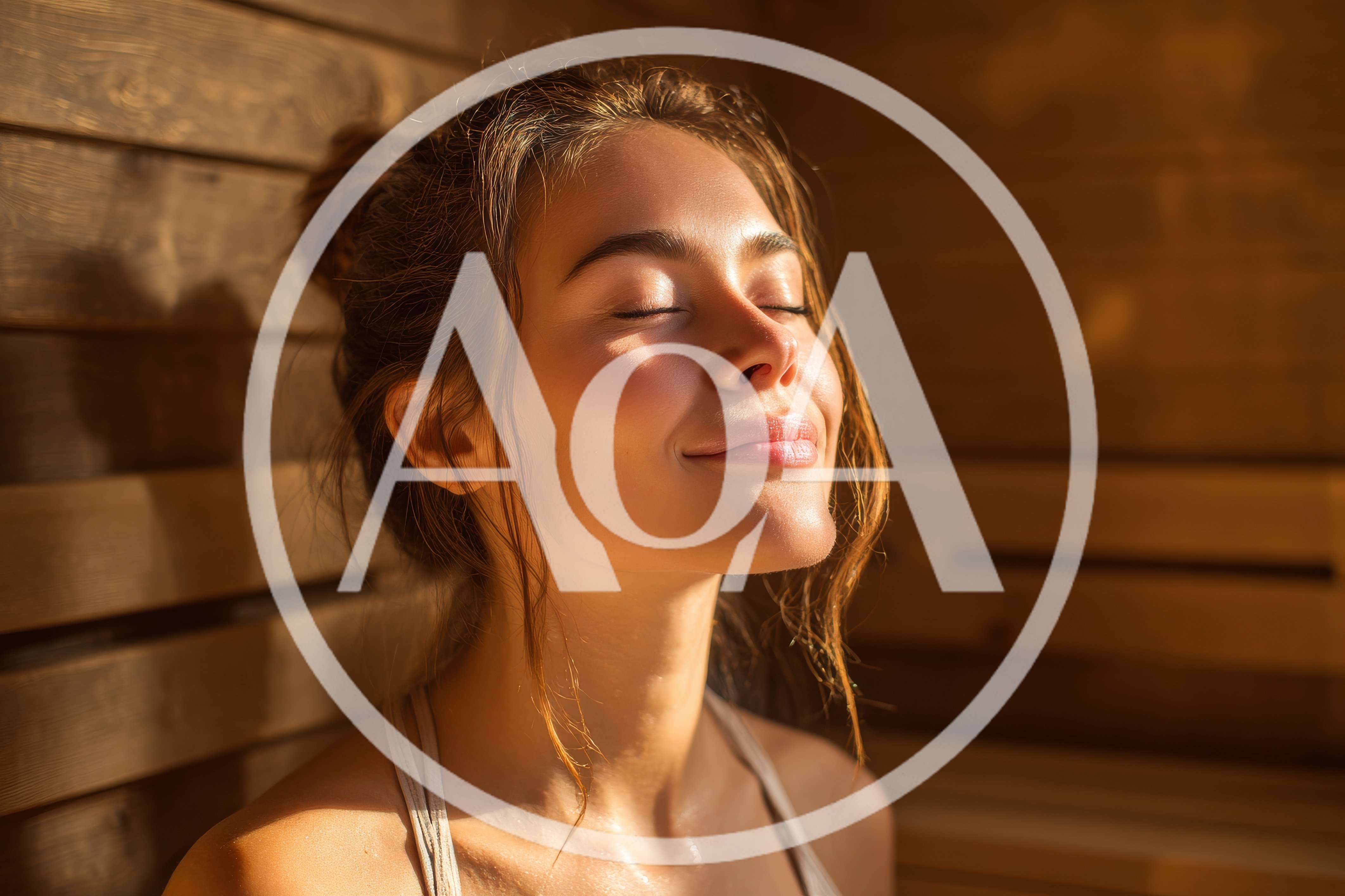Young Woman Relaxing In A Wooden Sauna