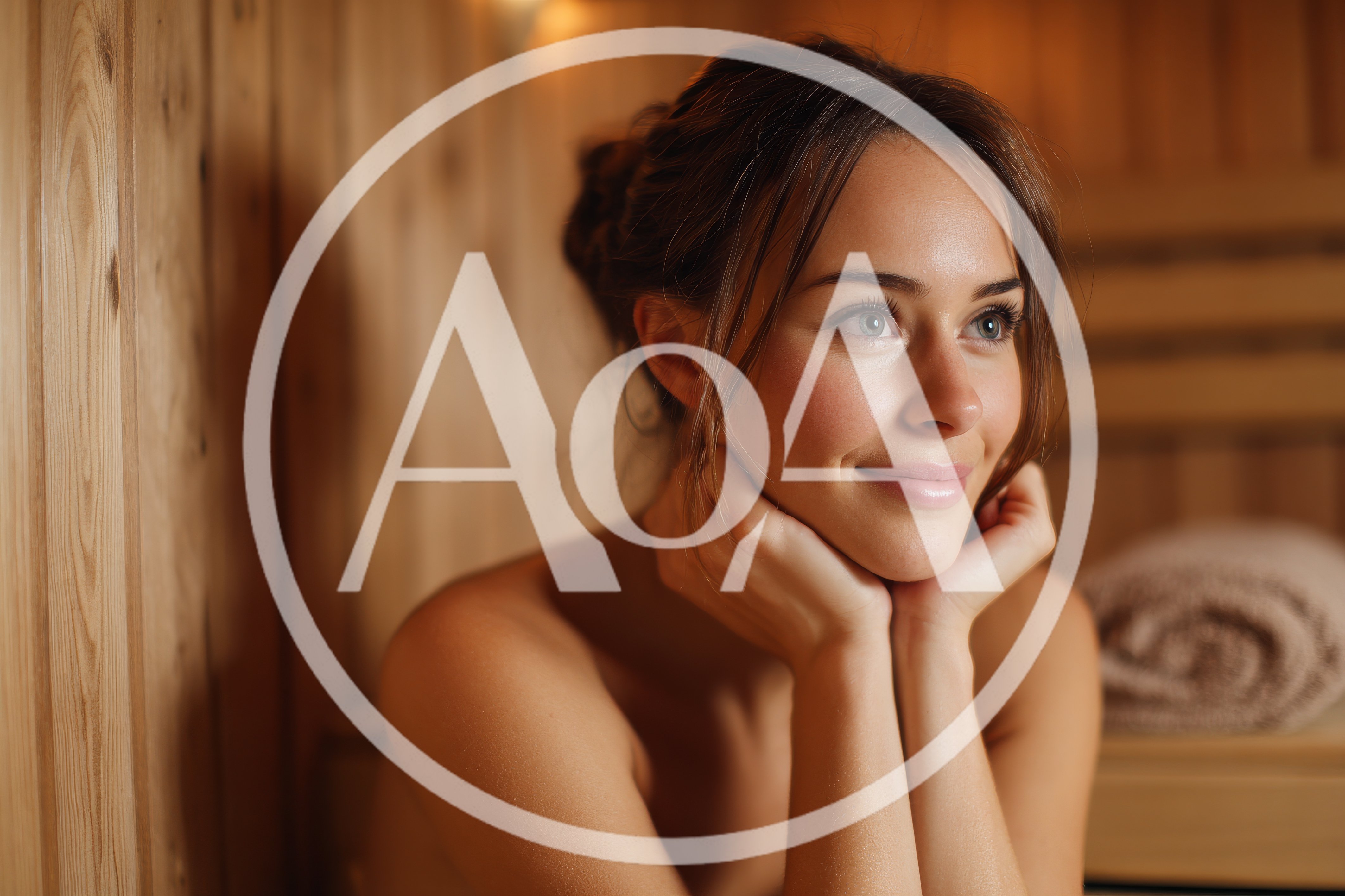 Young Woman Relaxing In A Wooden Sauna