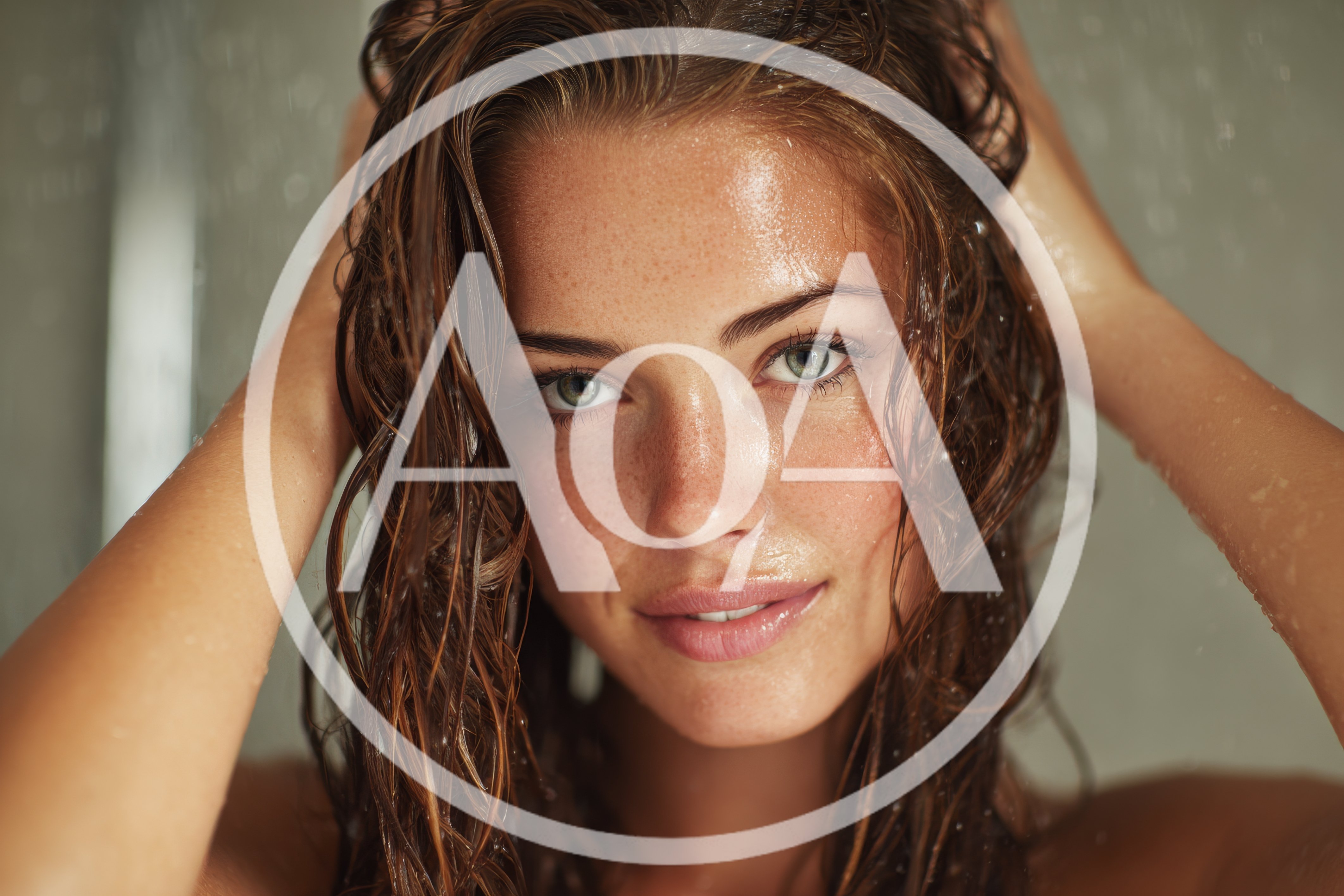 Young Woman With Wet Hair In Shower