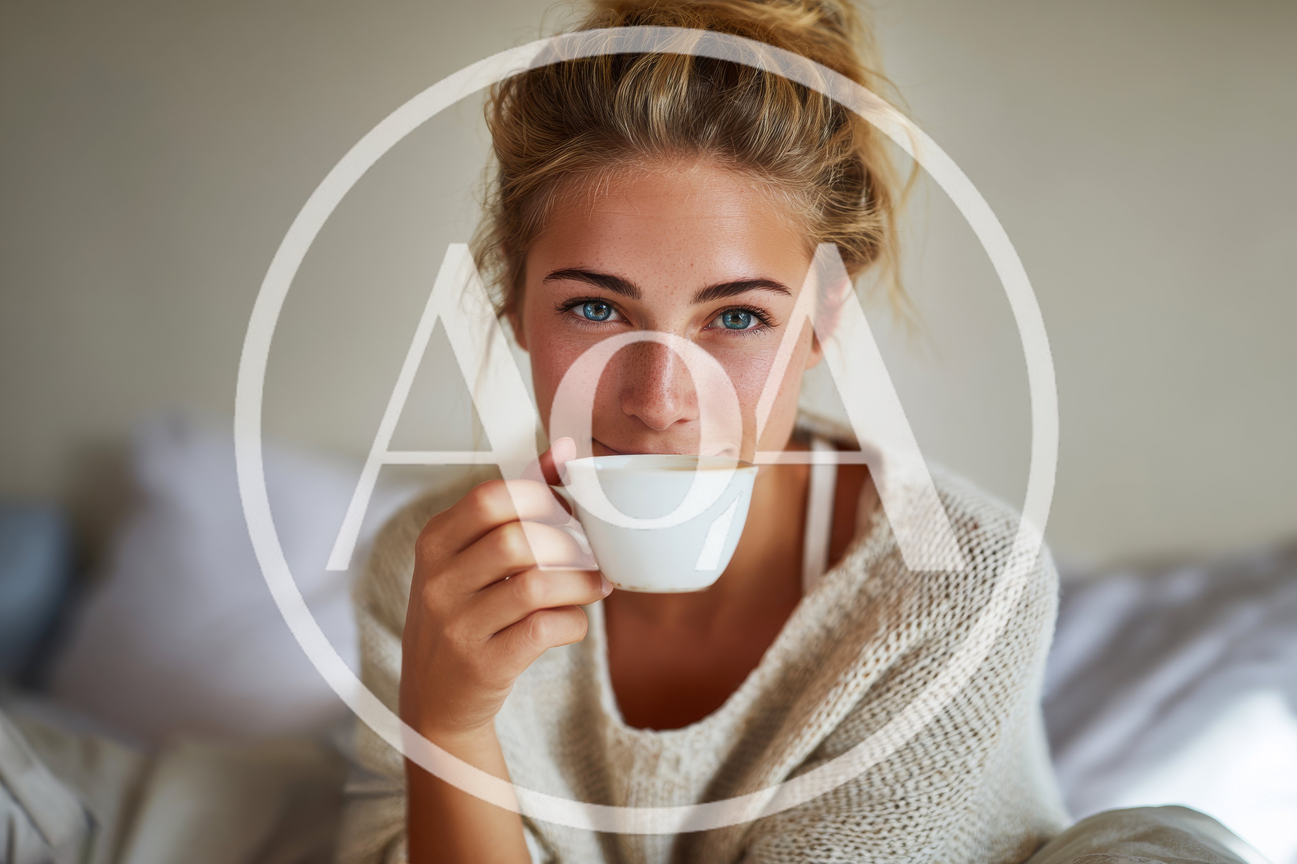 Young Woman Drinking Coffee In Bed
