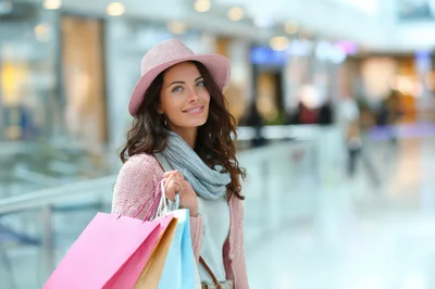 Young Woman Shopping In A Modern Mall