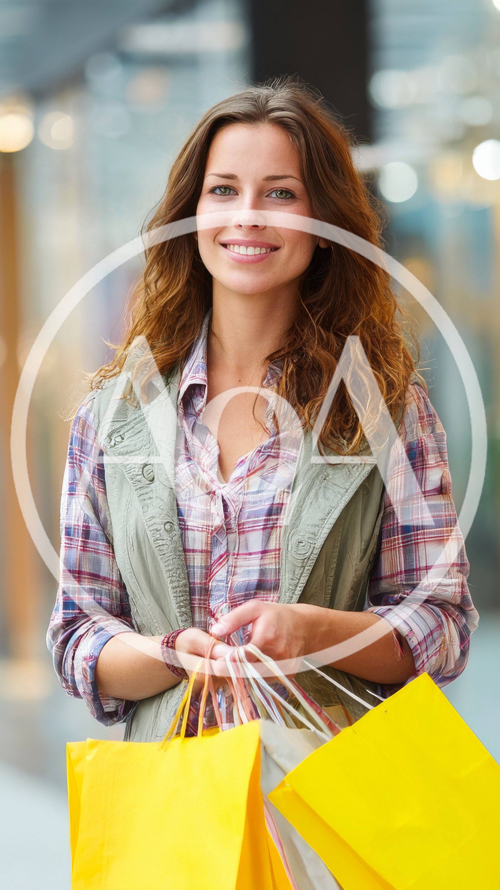 Smiling Young Woman Carrying Shopping Bags In Mall