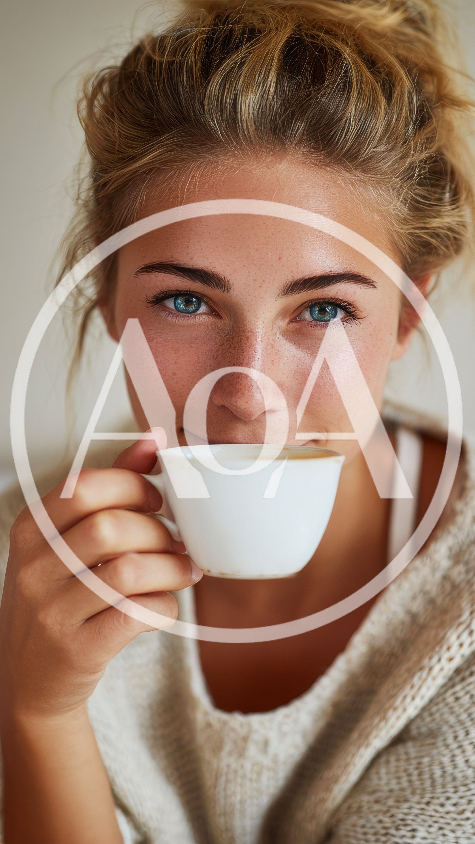 Young Woman Drinking Coffee at Home