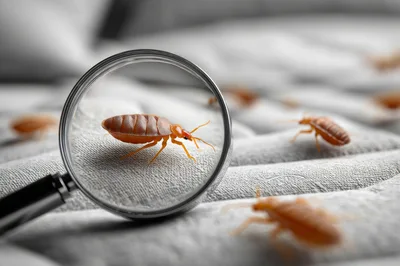 Bed Bugs Infestation Viewed Through A Magnifying Glass