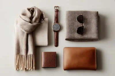 Flat Lay Of Men's Fashion Accessories