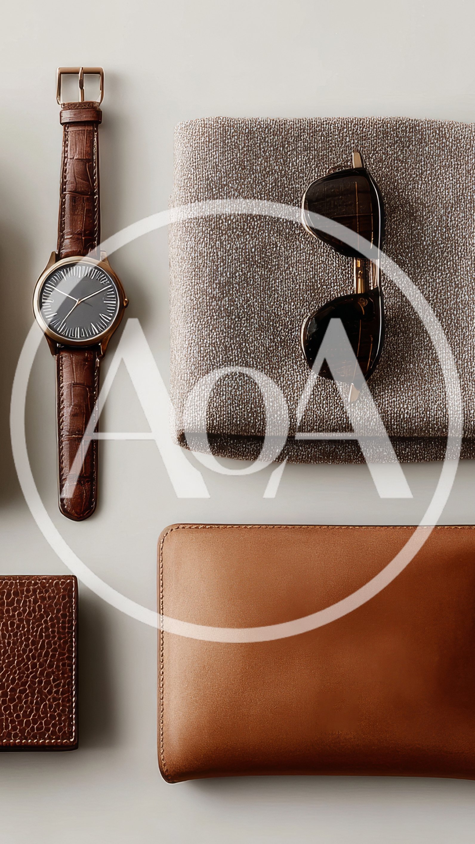 Flat Lay Of Men Accessories On White Background