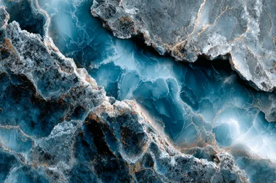 Abstract Blue Marble Texture With Gold Veins