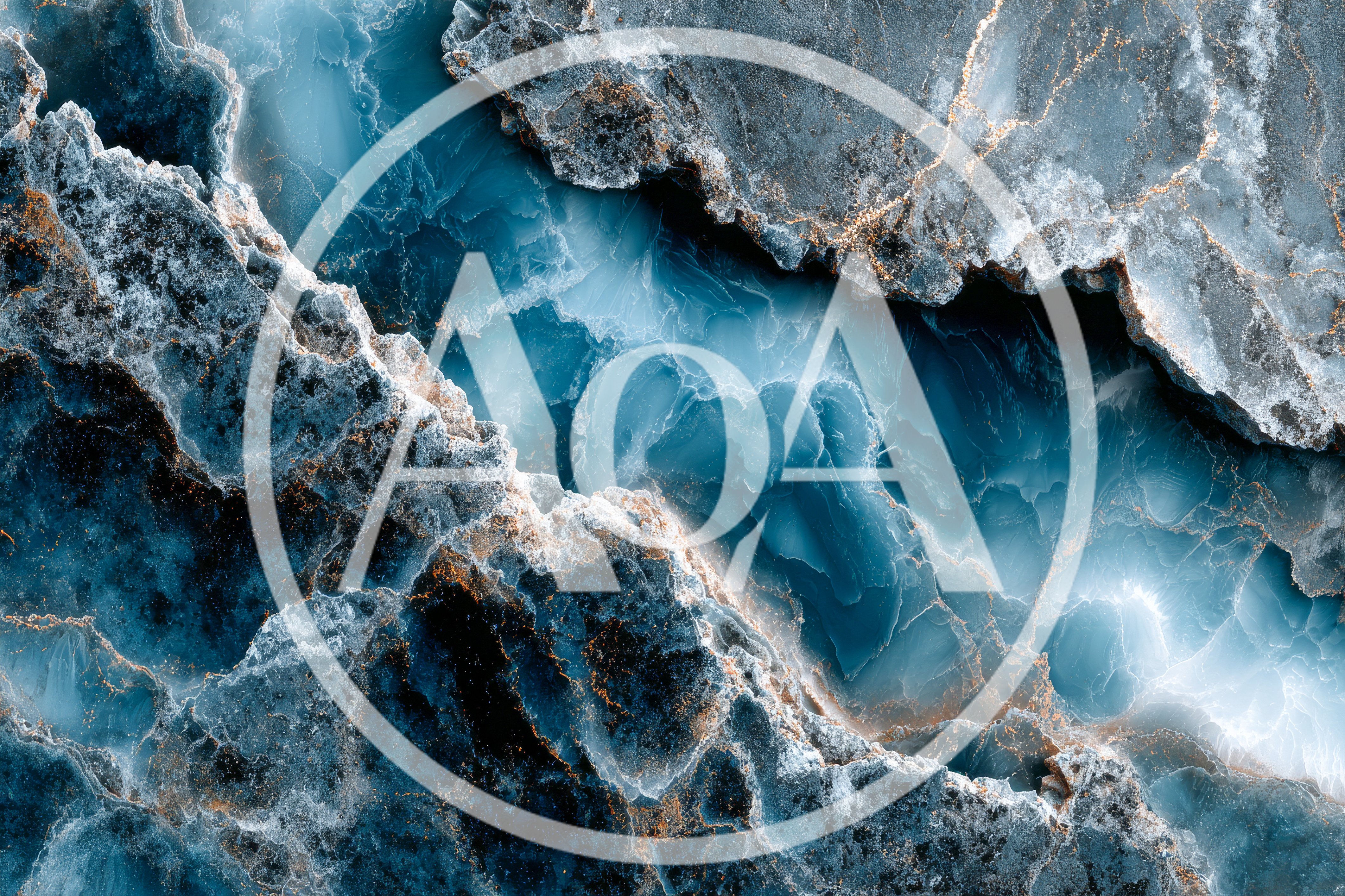 Abstract Blue Marble Texture With Gold Veins