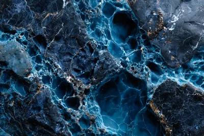 Abstract Blue And Black Marble Stone Texture Background