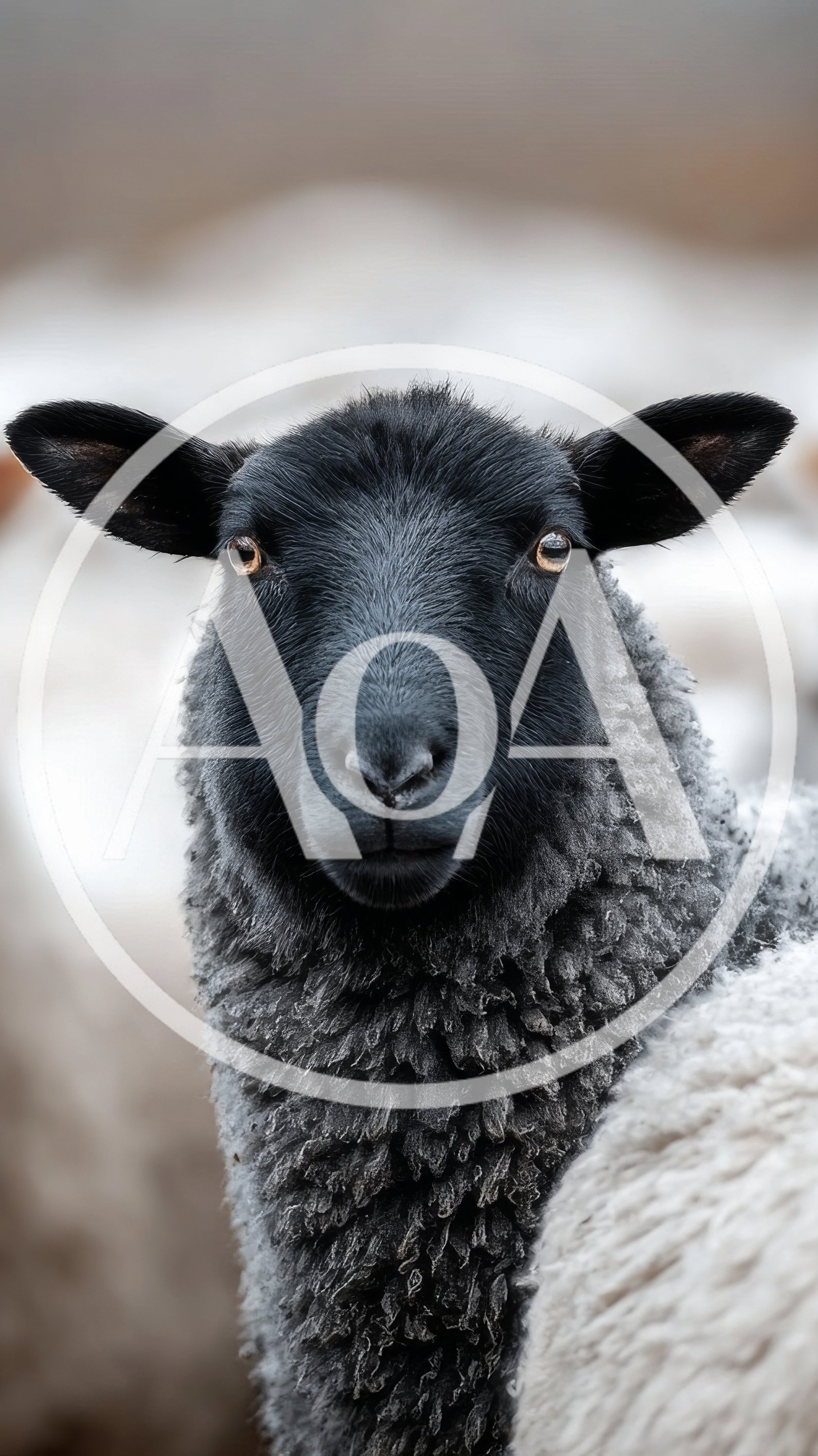 Portrait Of A Black Sheep In Winter