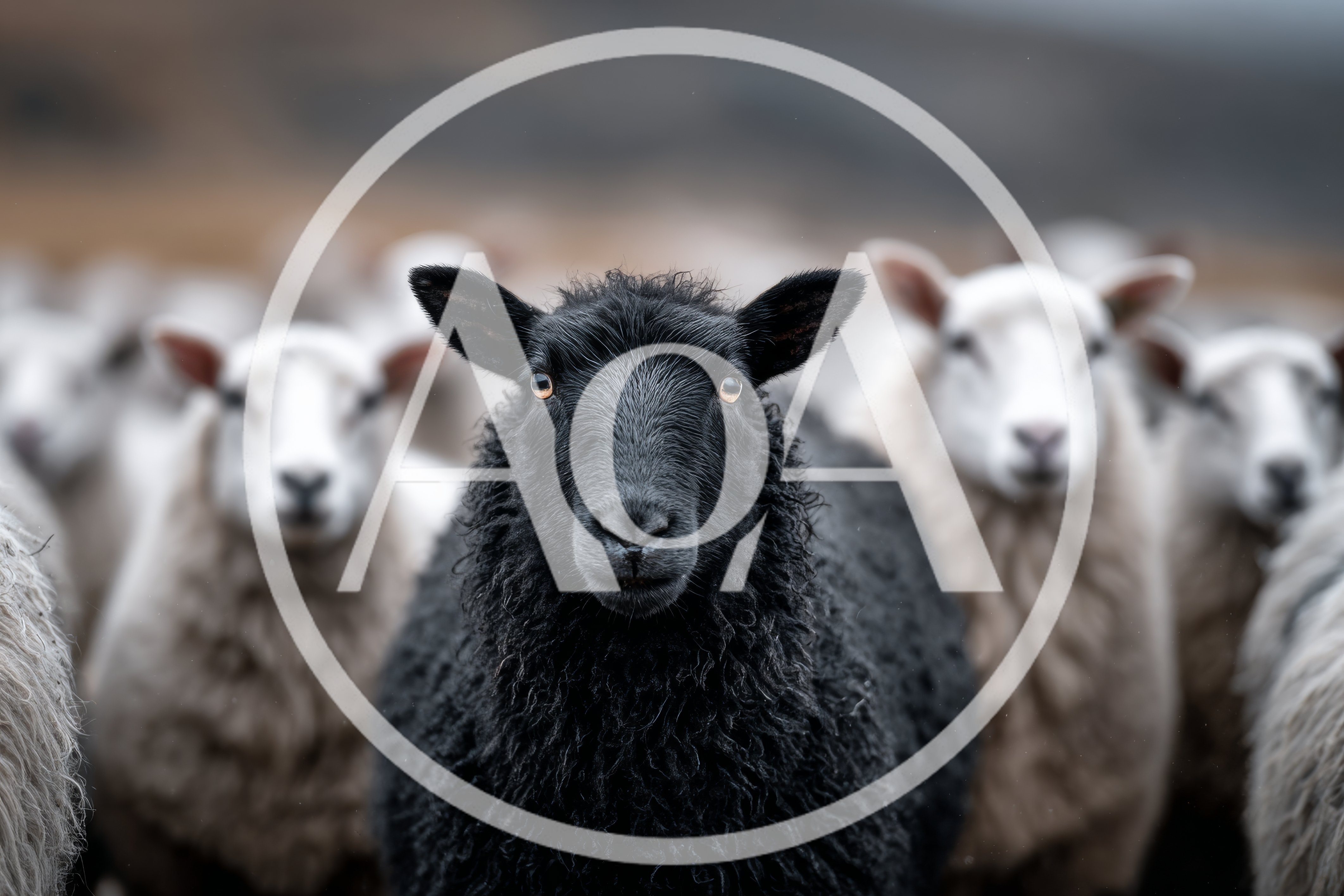 Black Sheep Standing Out In A Flock
