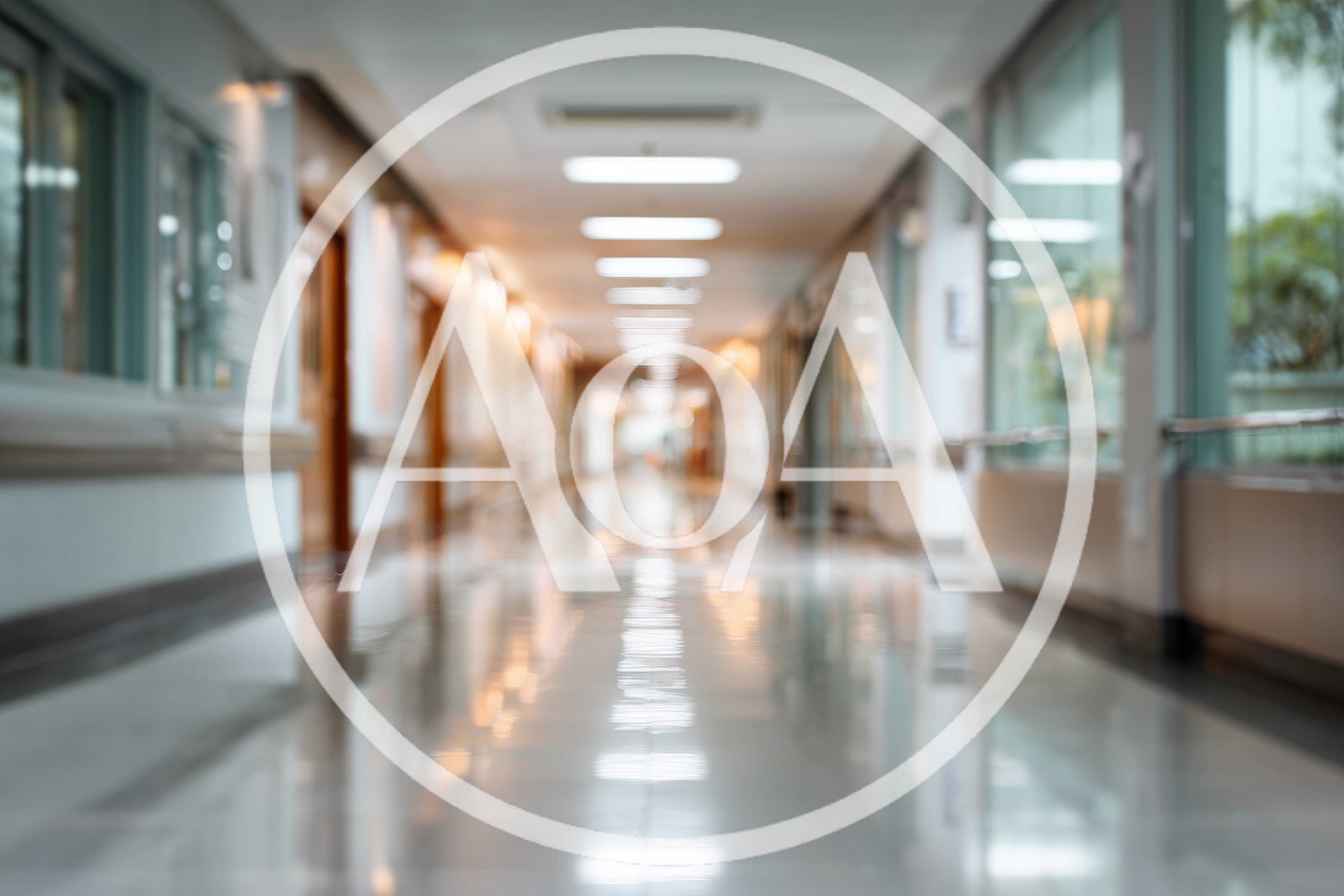 Empty Hospital Corridor With Blurred Interior Lighting