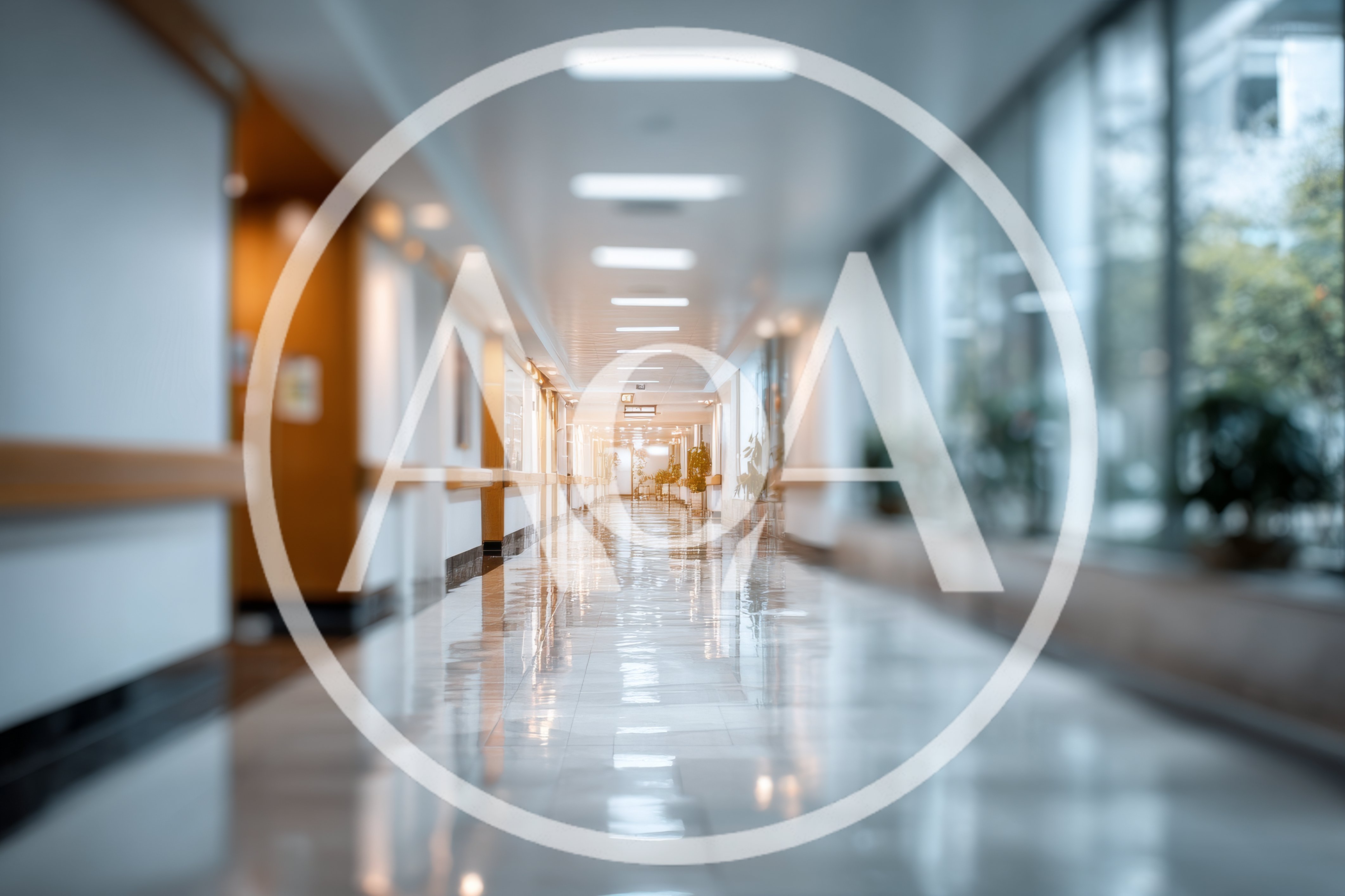 Empty Hospital Corridor With Polished Floors
