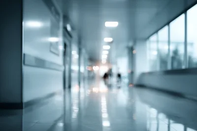 Blurred Hospital Corridor With Bright Lighting