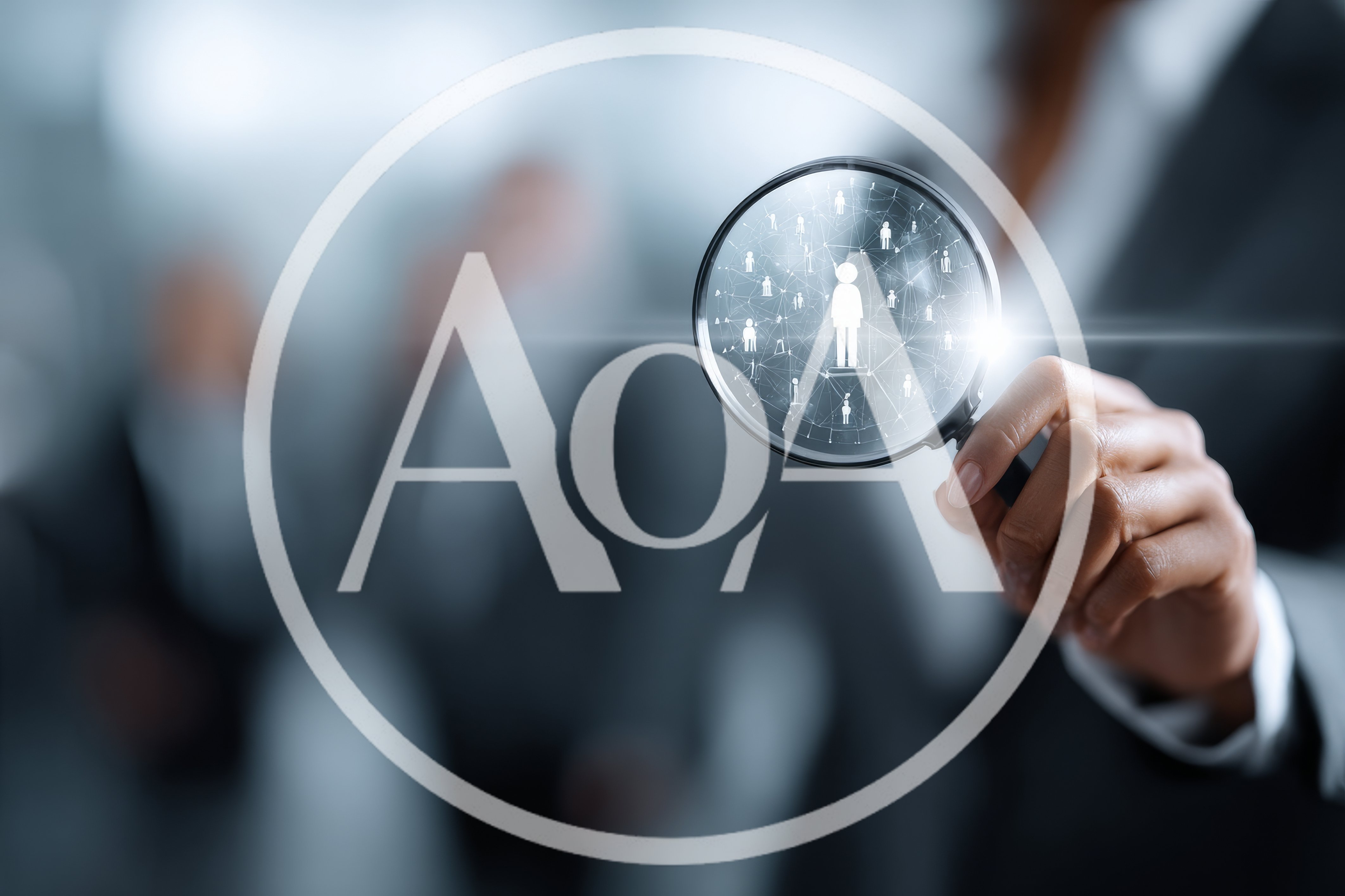Business Professional Using Magnifying Glass To Find Talent