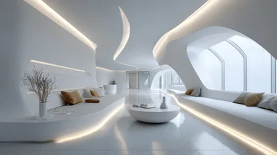 Modern Futuristic Lounge Interior With Organic Curves