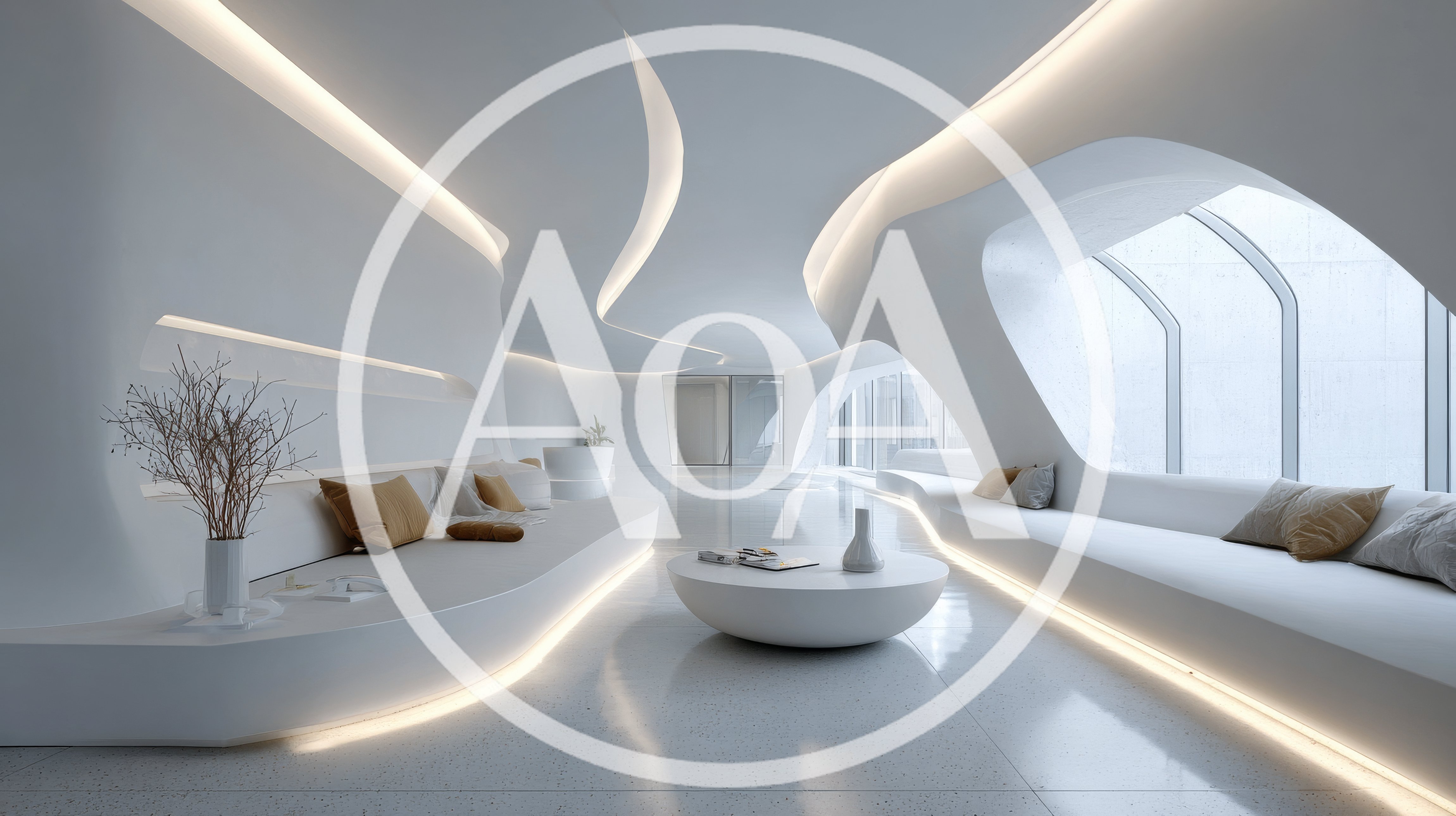 Modern Futuristic Lounge Interior With Organic Curves
