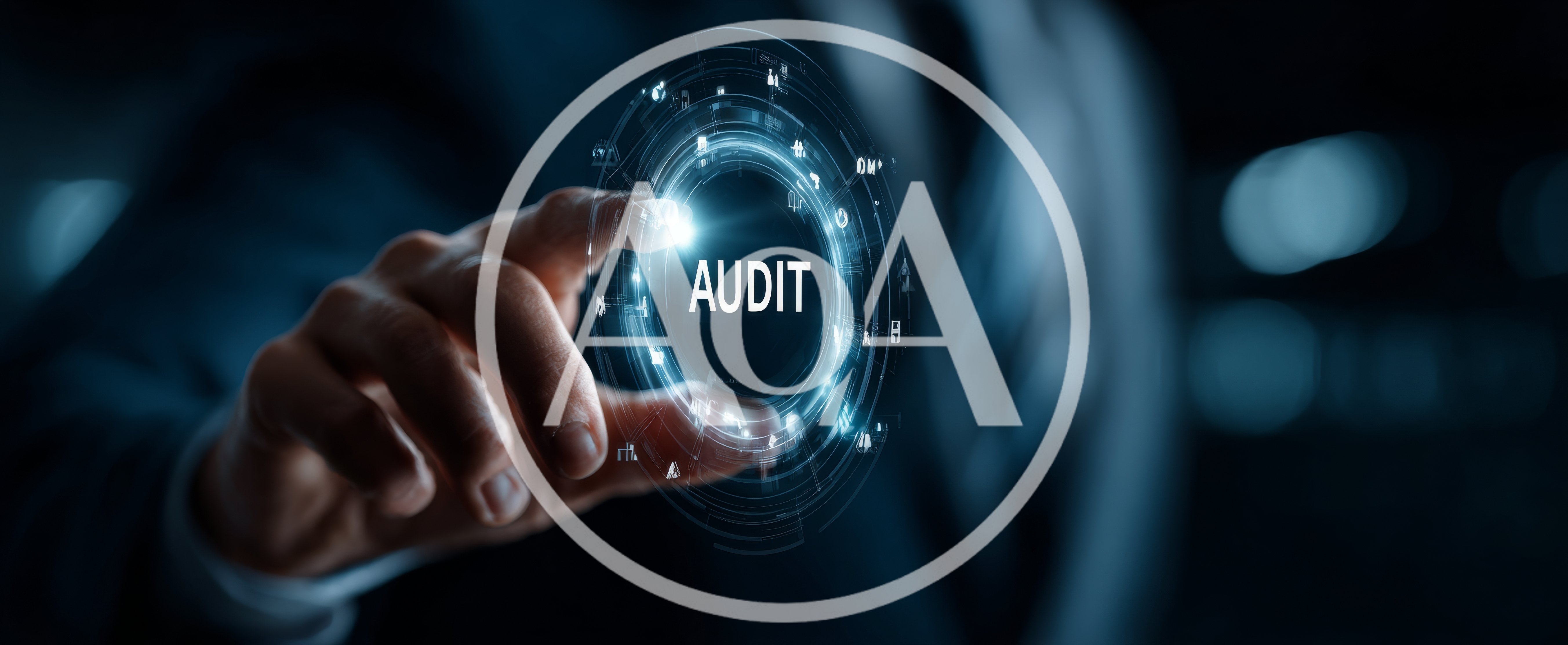 Businessman Interacting With Digital Audit Interface