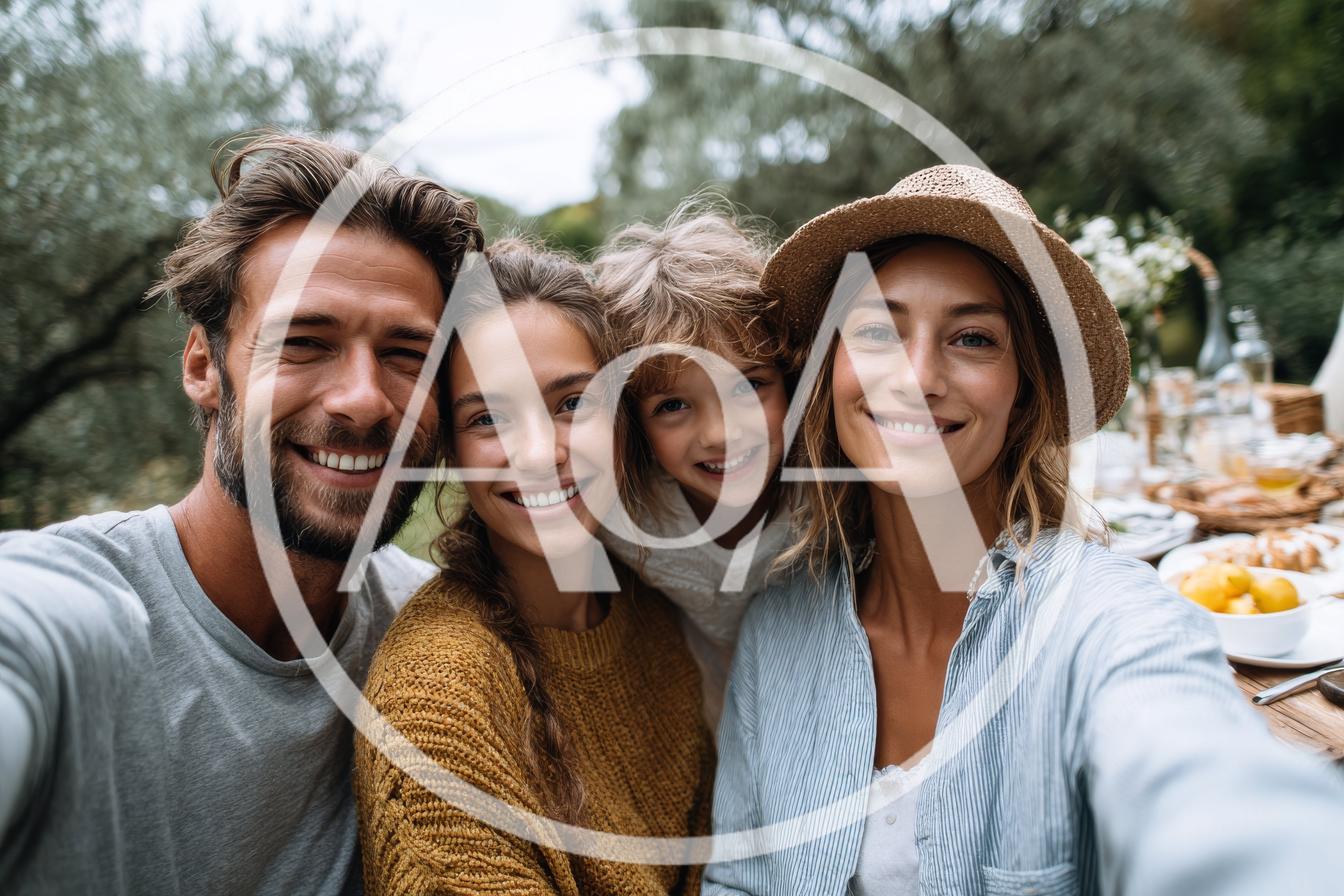 Happy Family Taking A Selfie Outdoors