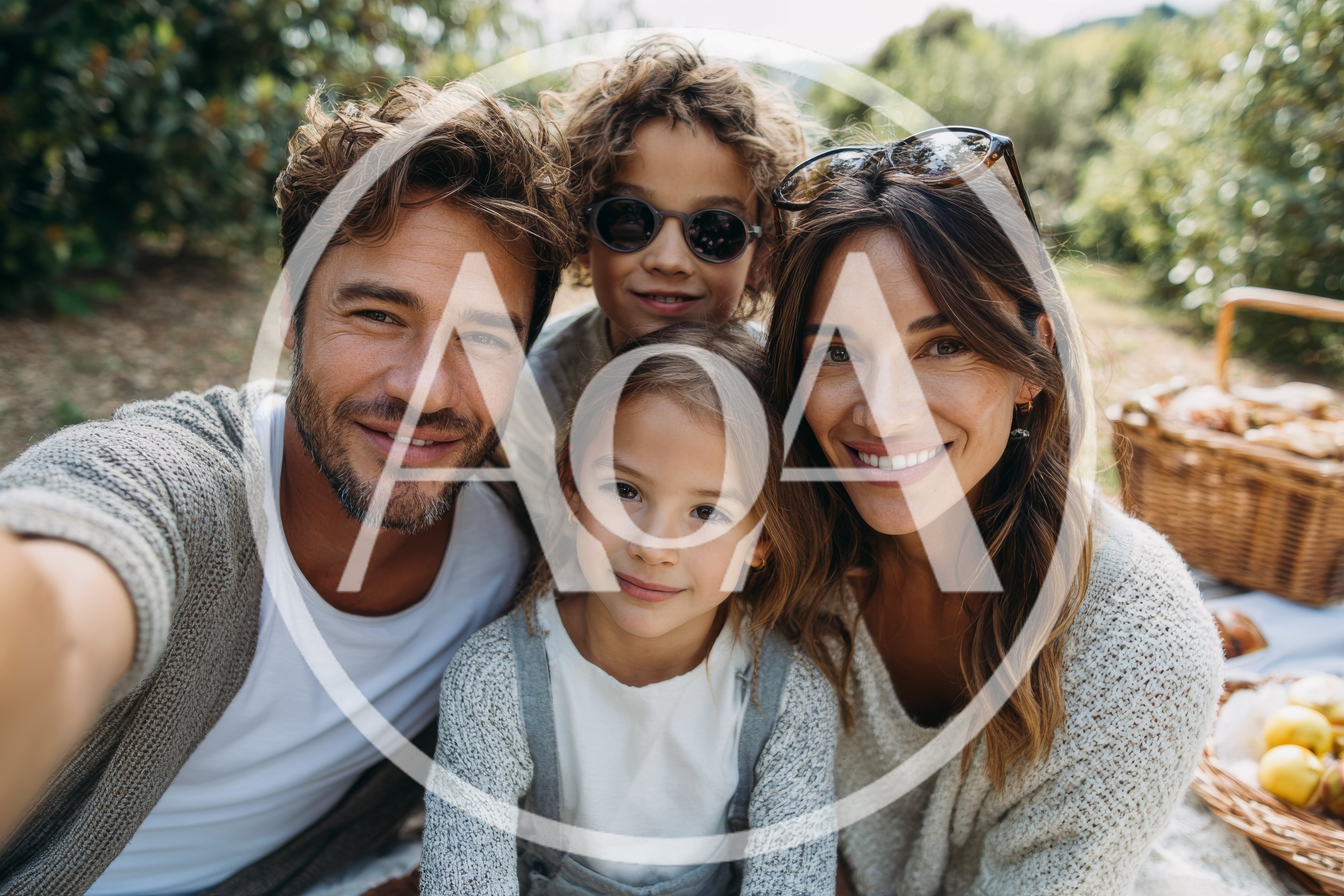 Happy Family Taking A Selfie During A Picnic