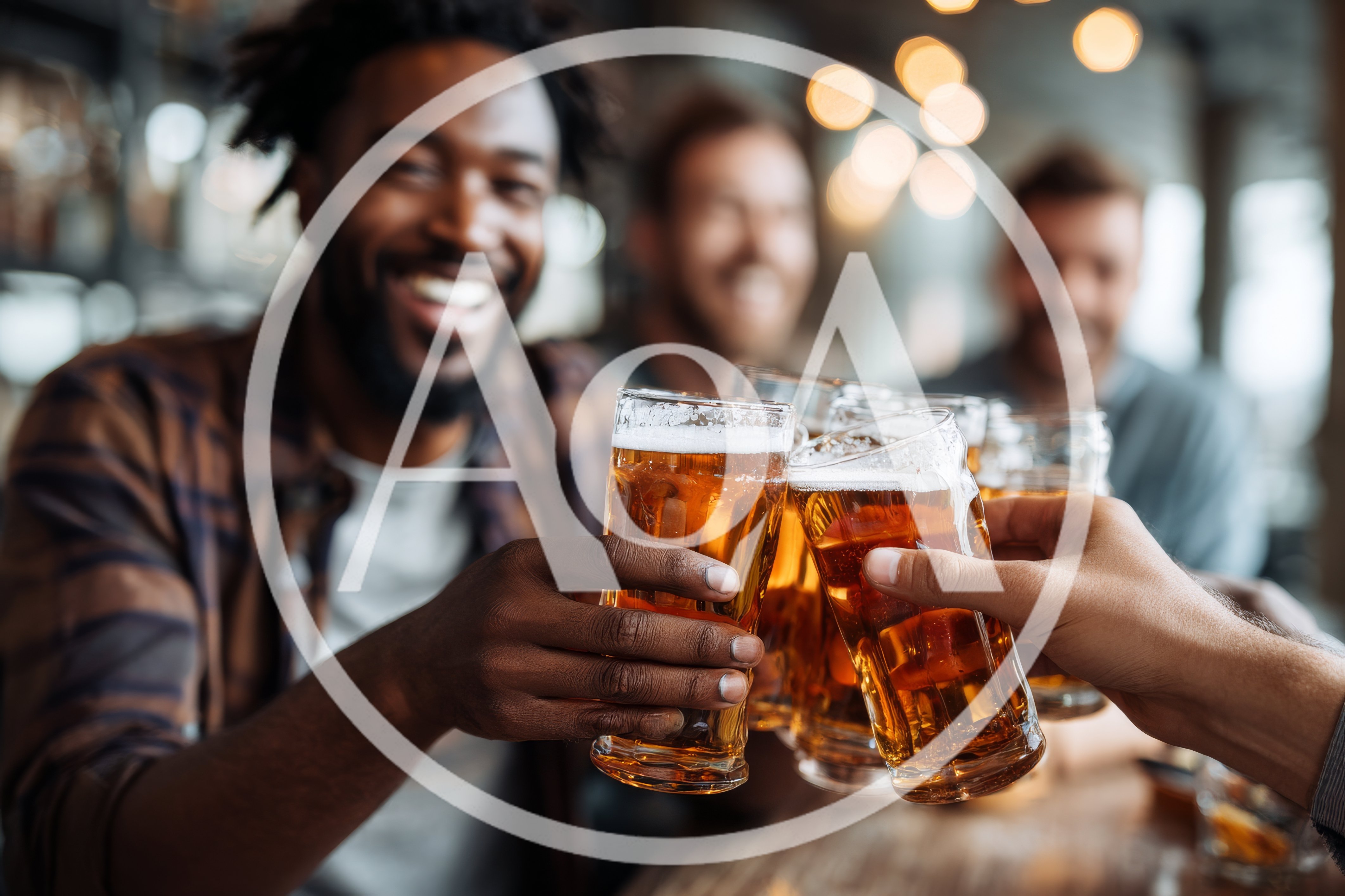 Friends Toasting With Beer Glasses At A Bar