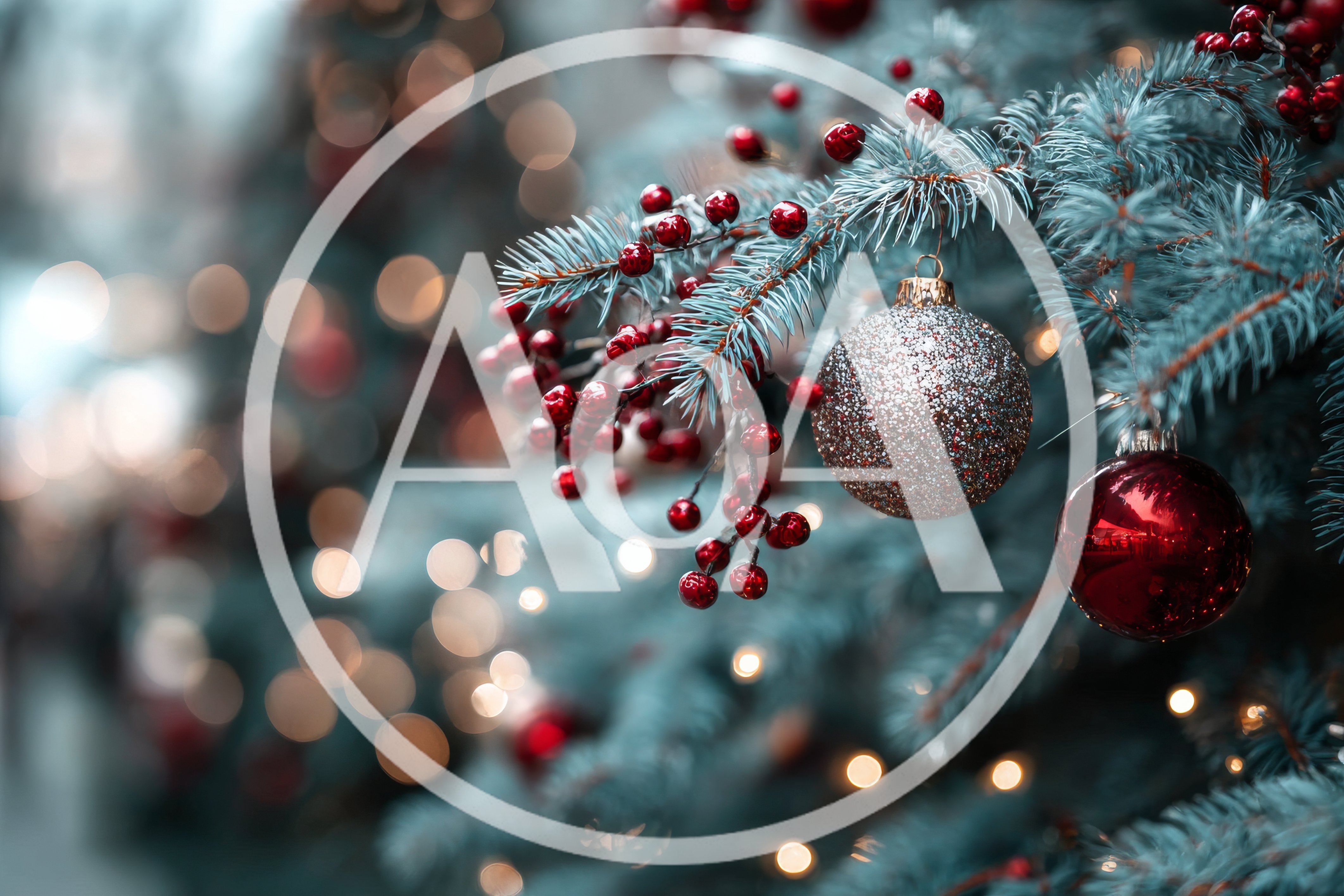 Christmas Tree Decorated With Ornaments And Red Berries