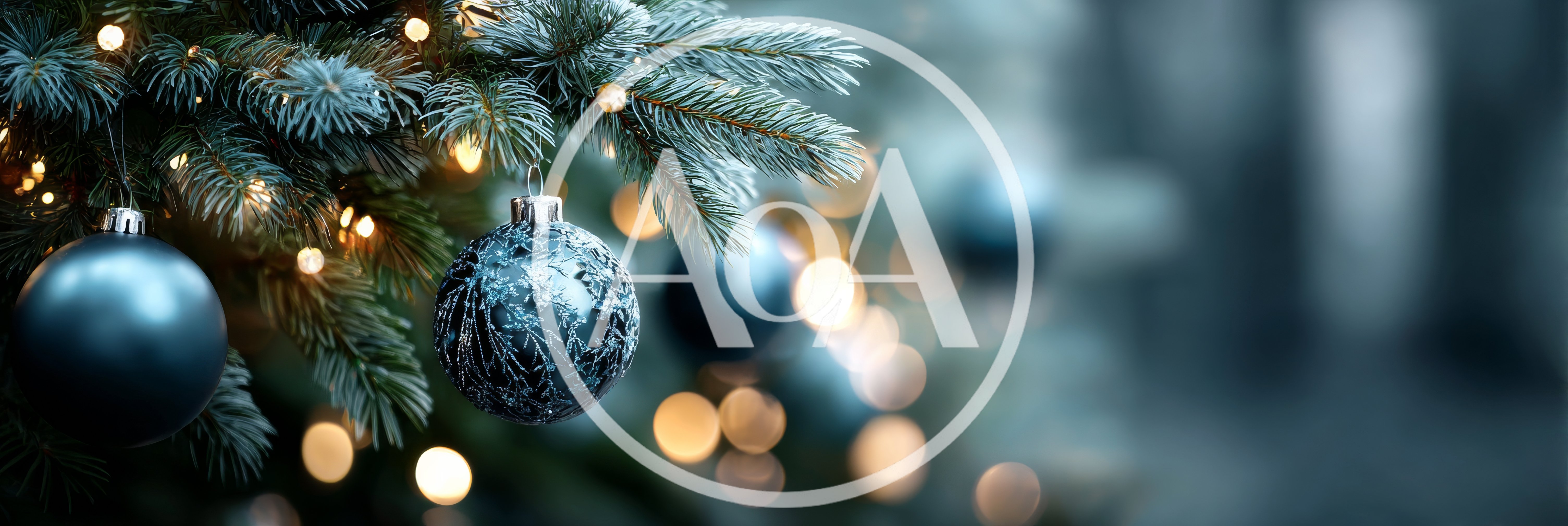 Blue Christmas Ornaments Hanging on Pine Tree