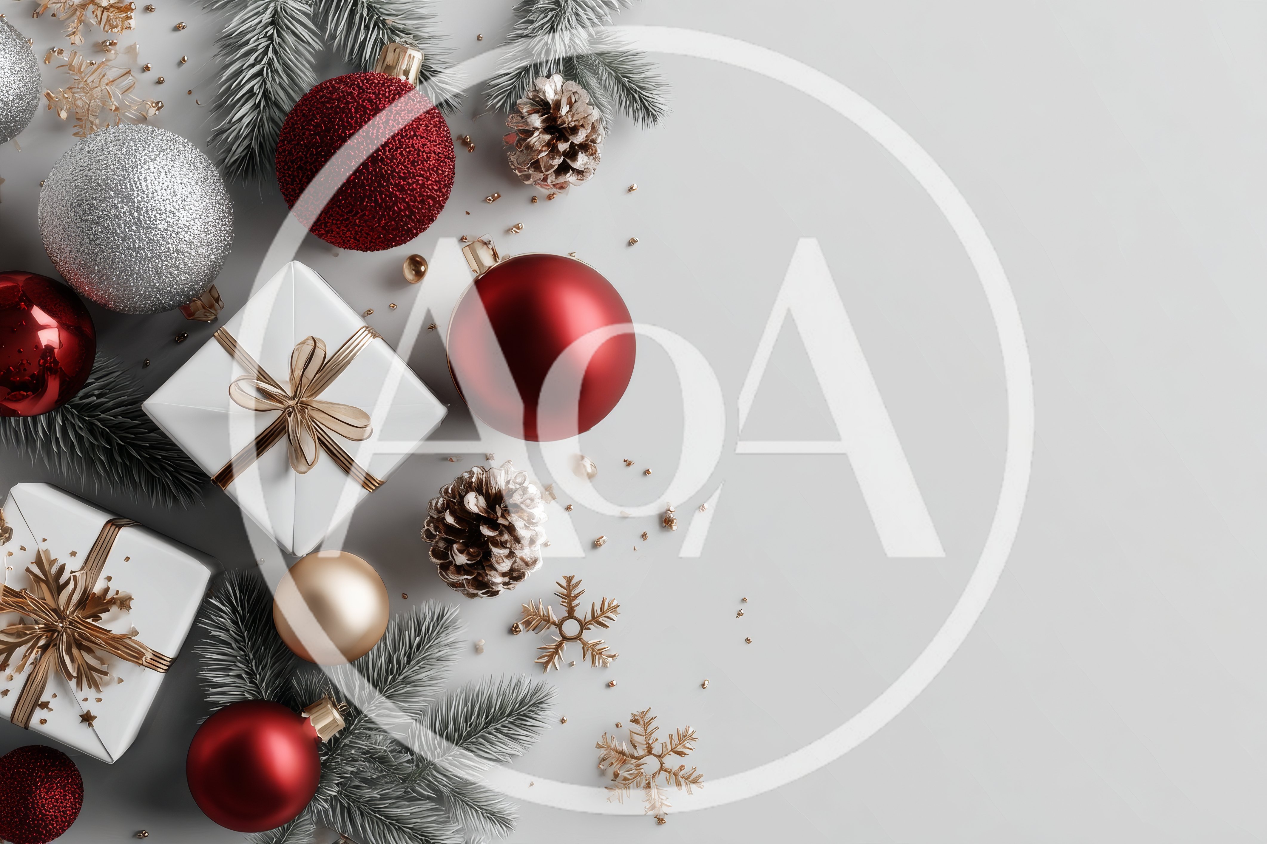 Christmas Holiday Flat Lay With Ornaments And Gifts