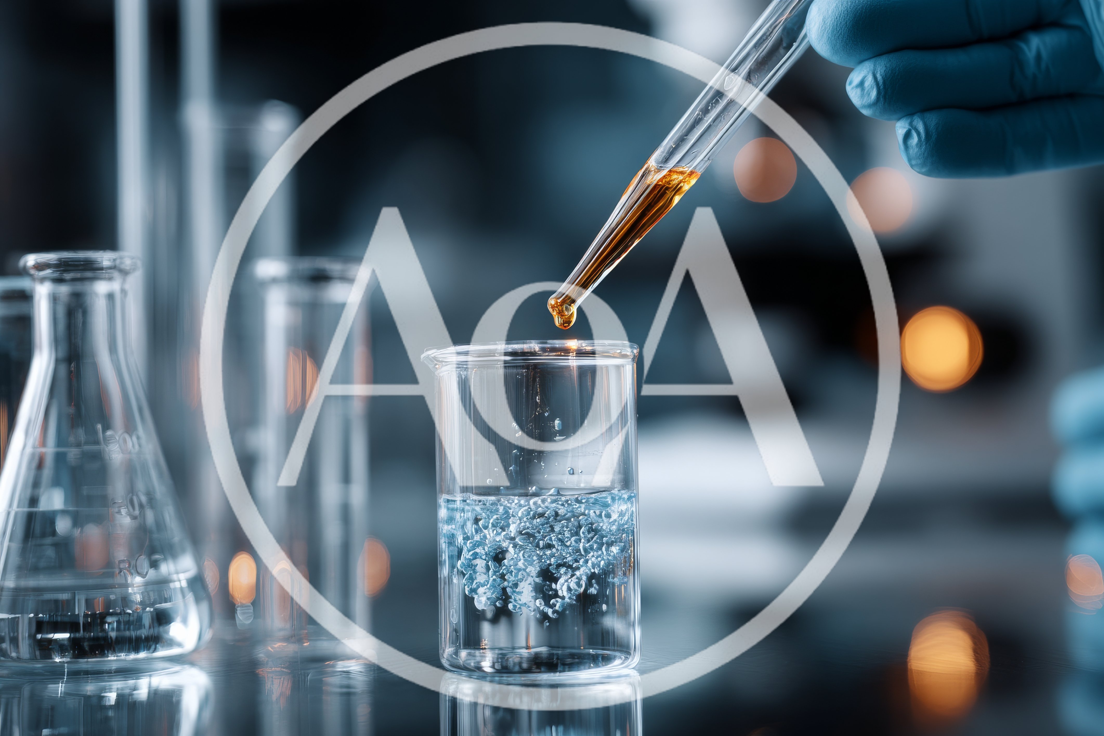 Scientist Adding Chemical Reagent To Beaker In Laboratory