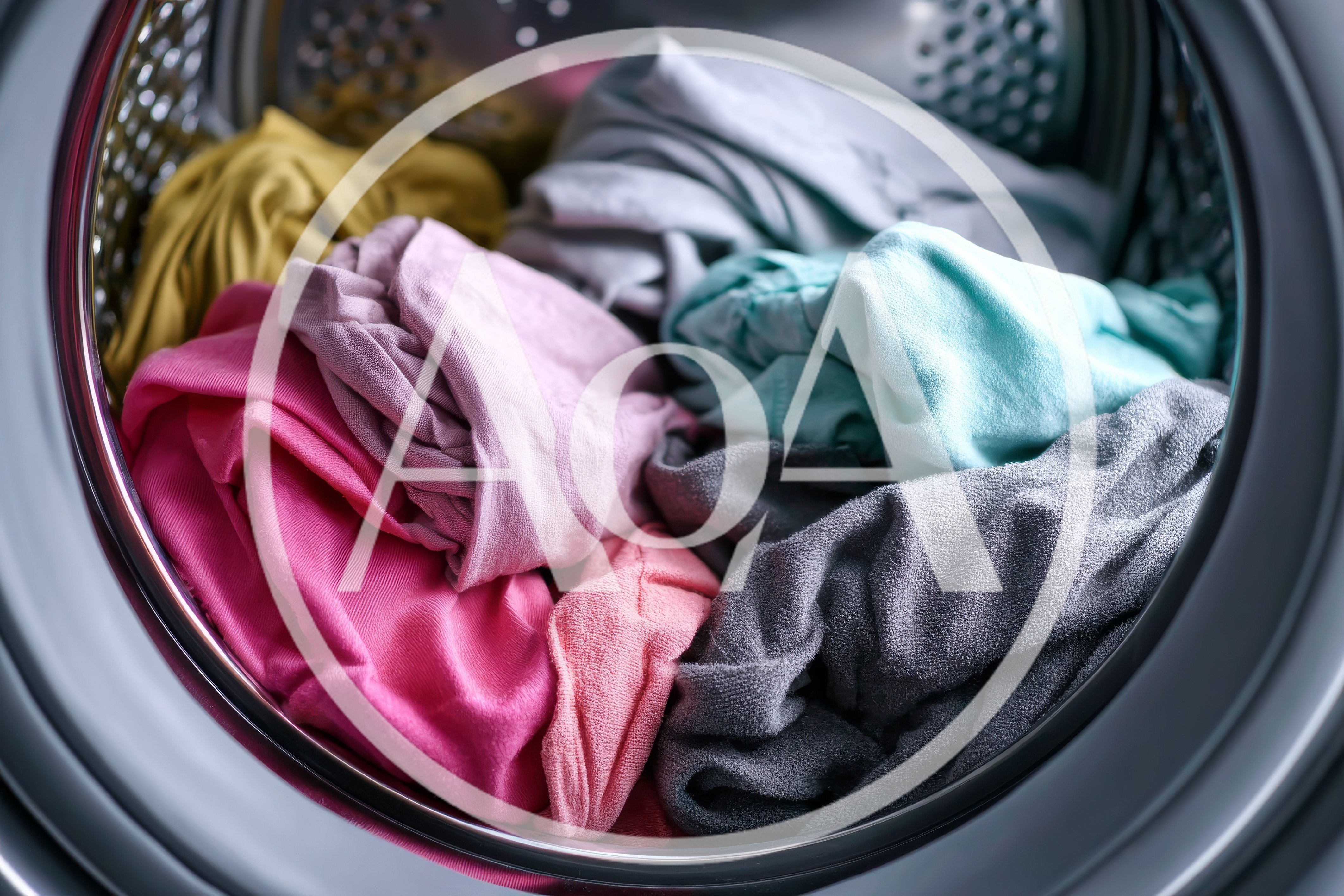 Colorful Laundry Inside A Front Loading Washing Machine