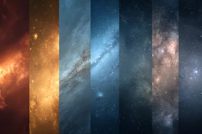 Abstract Vertical Panels Of Deep Space Nebula Backgrounds