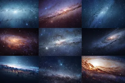 Collection Of Spiral Galaxies In Deep Space