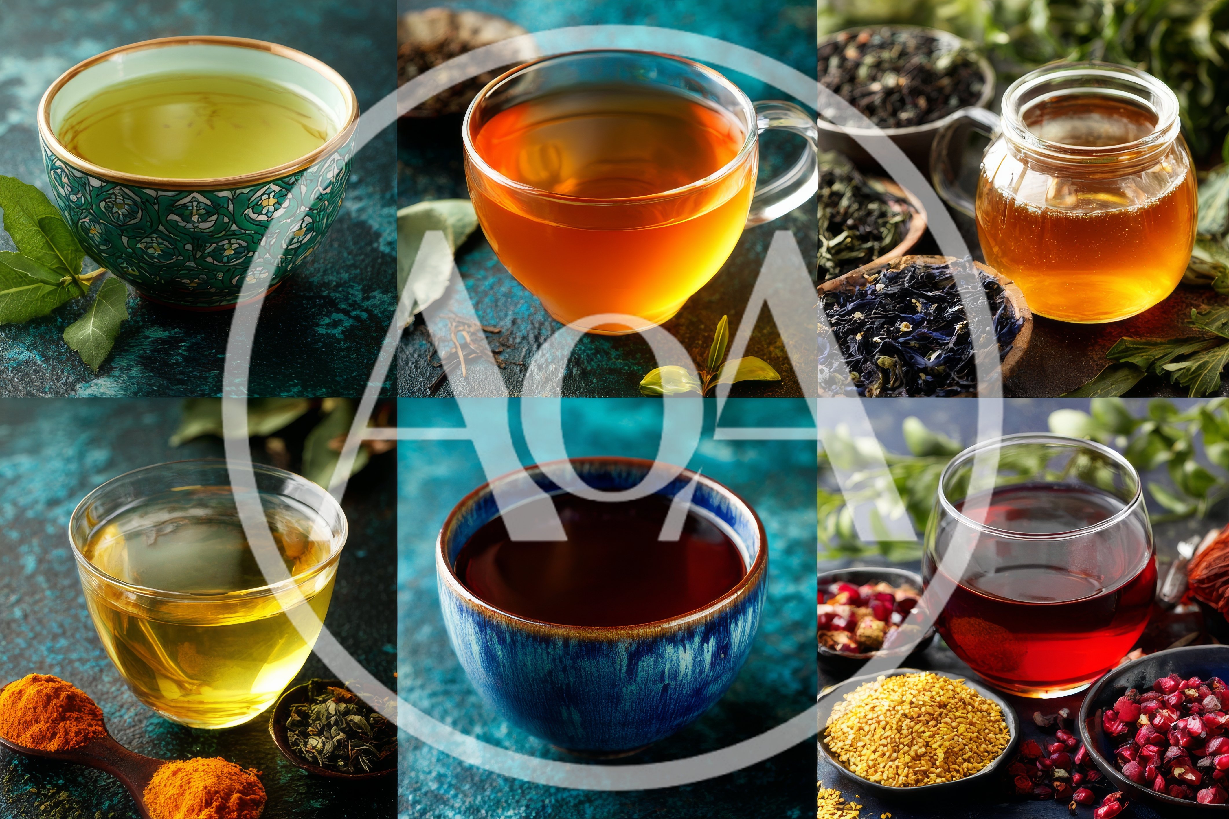 Collage of Various Herbal Teas and Infusions