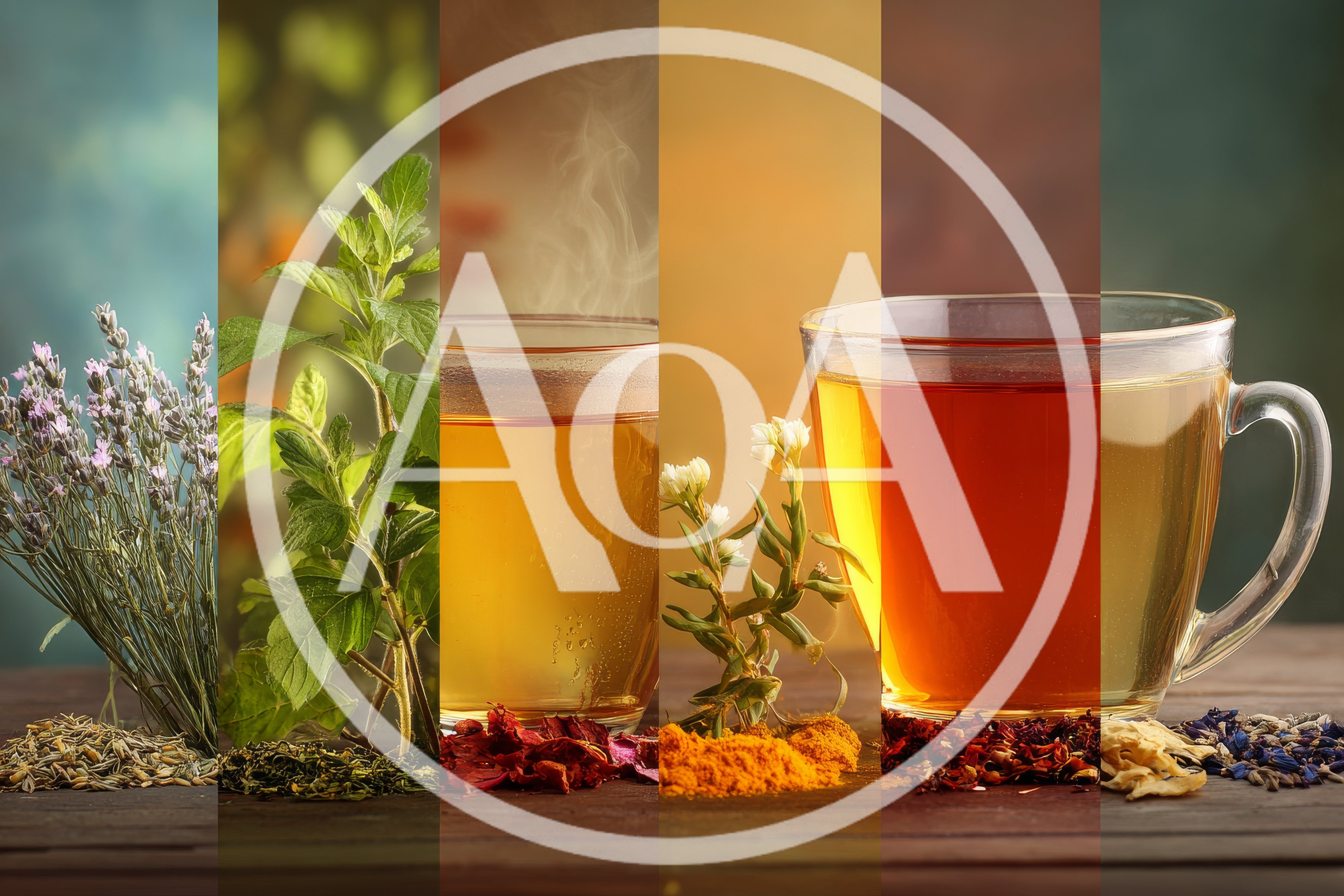 Collage Of Herbal Tea Varieties And Ingredients