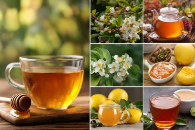 Collage of Herbal Tea and Natural Ingredients